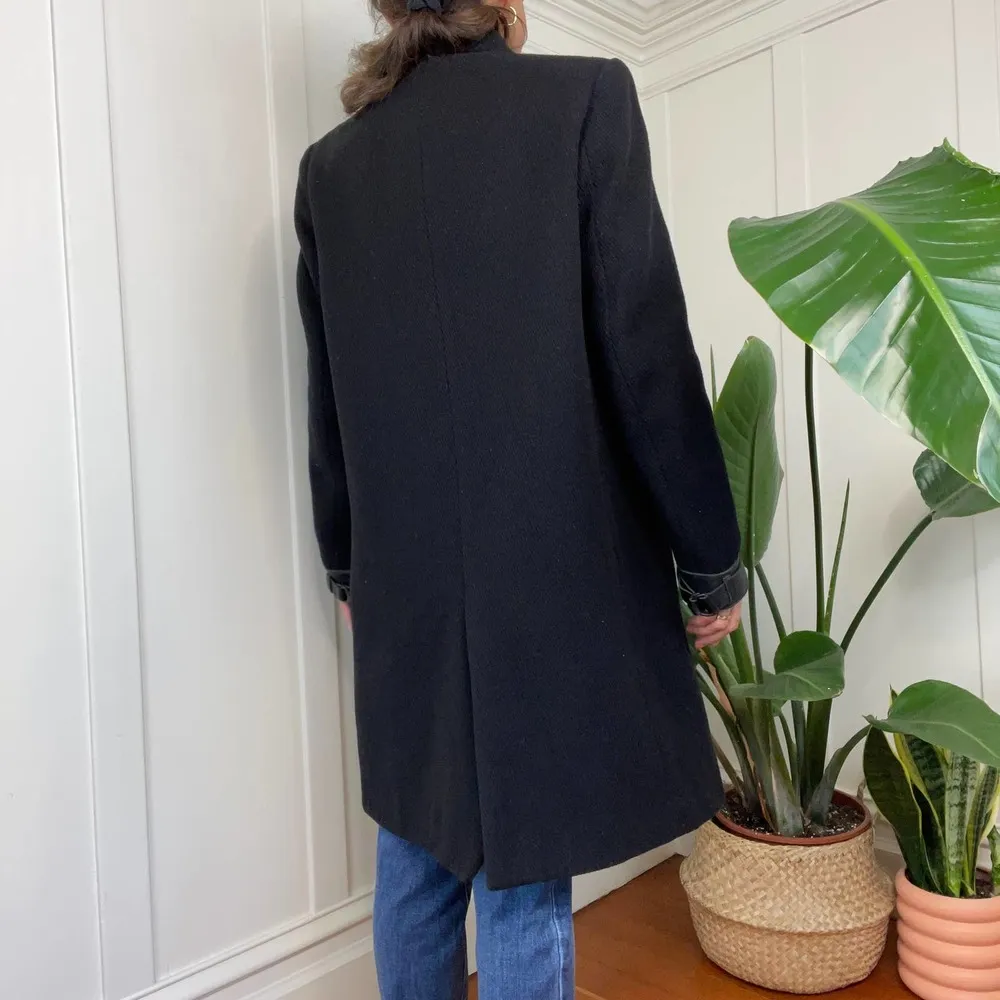 Vince Wool Blend with Lamb Leather Coat Stand Up Collar Size 6 - Image 2