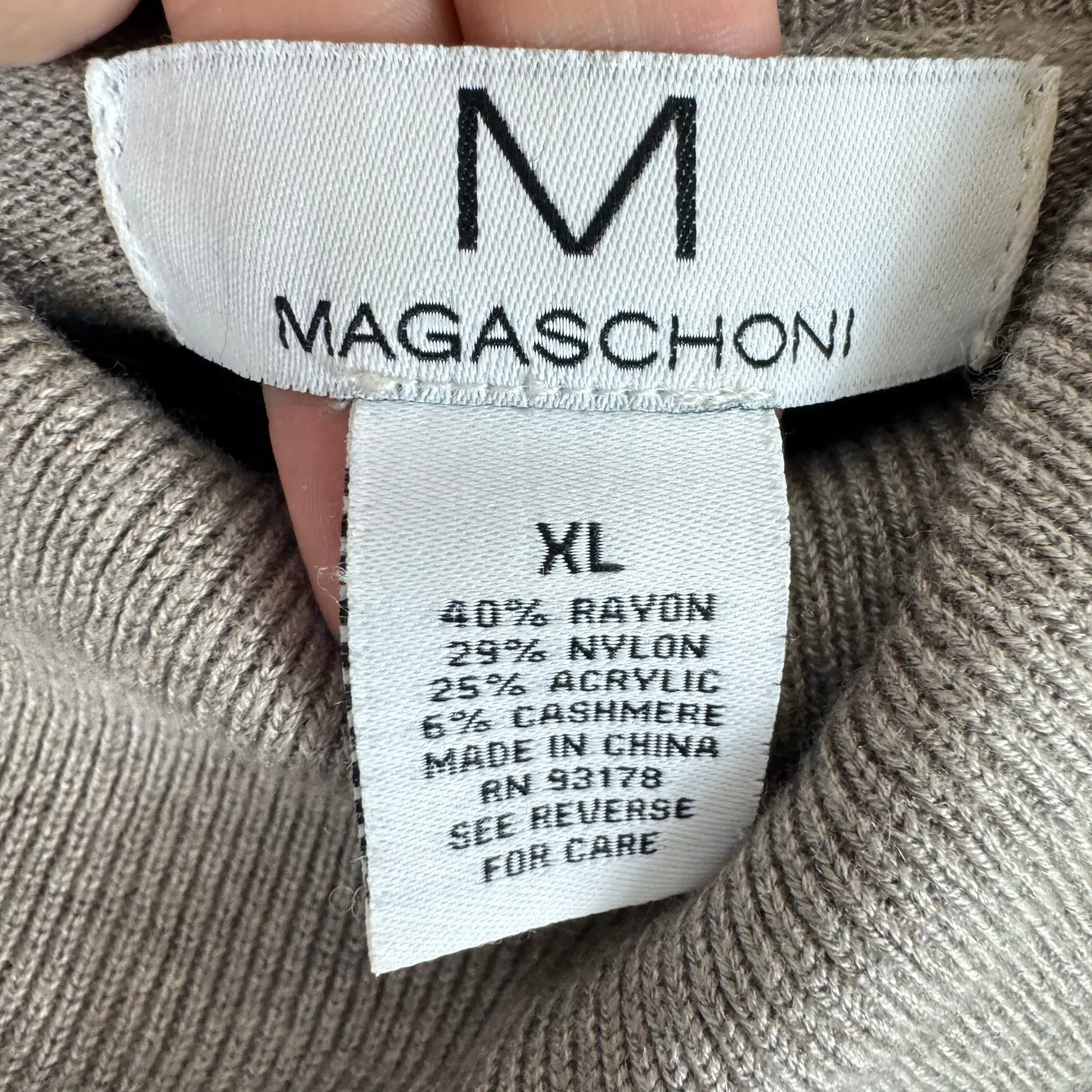 Magaschoni Tan Long Sleeve Cowl Neck Lightweight Pullover Sweater Size XL - Image 3