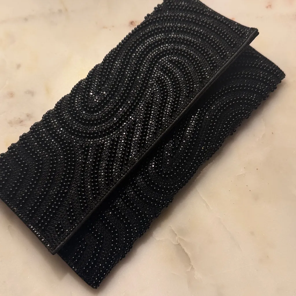 Badgley Mischka beaded sequin black evening bag clutch crossbody NEW - Image 7