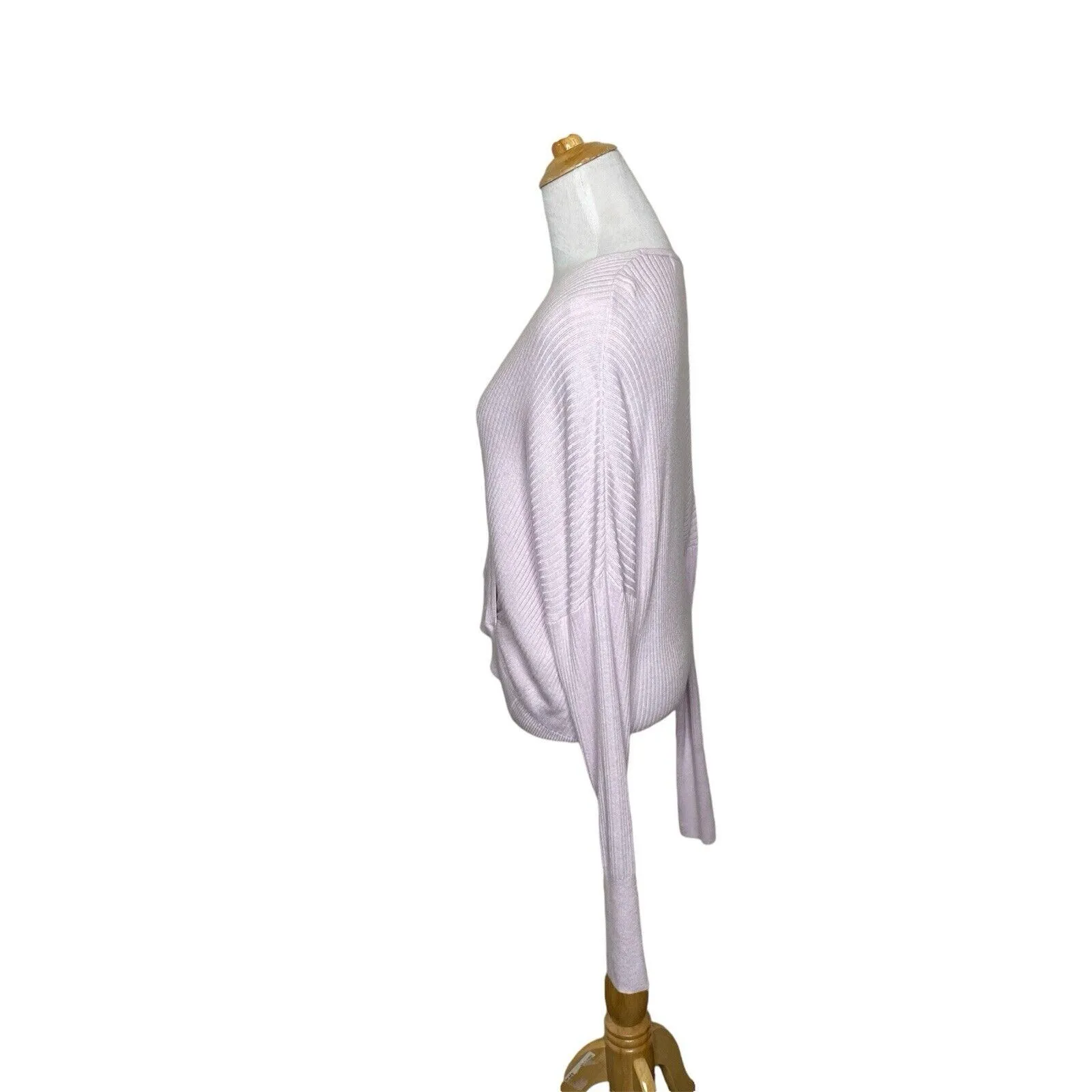 Leith Rib Wrap Sweater  Light Purple Plunge Neckline Rayon Blend Size Medium - Image 4