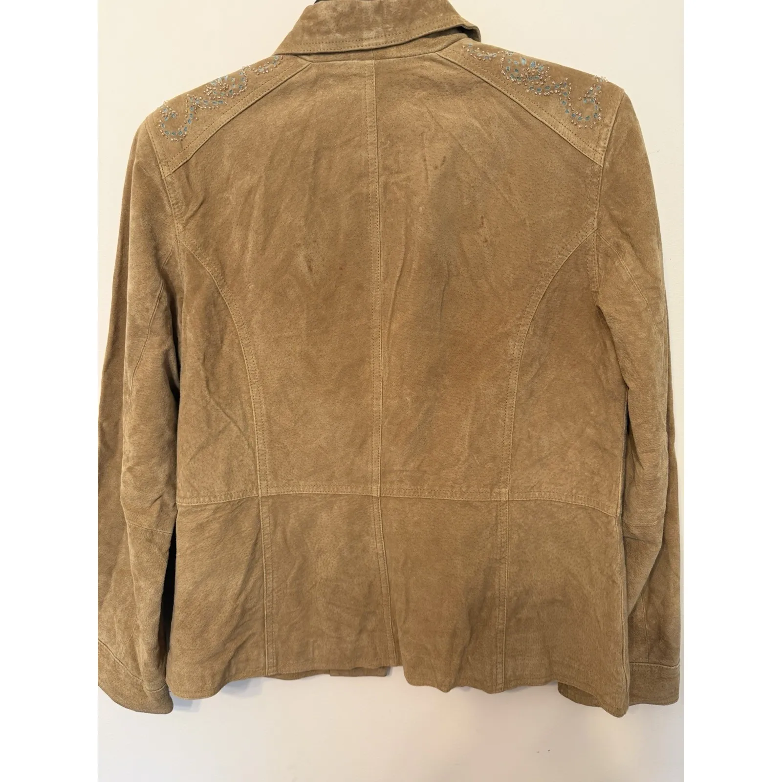 Brandon Thomas 100% Suede Leather Jacket Tan Women's Sz M Boho Western Rodeo Size M - Image 6