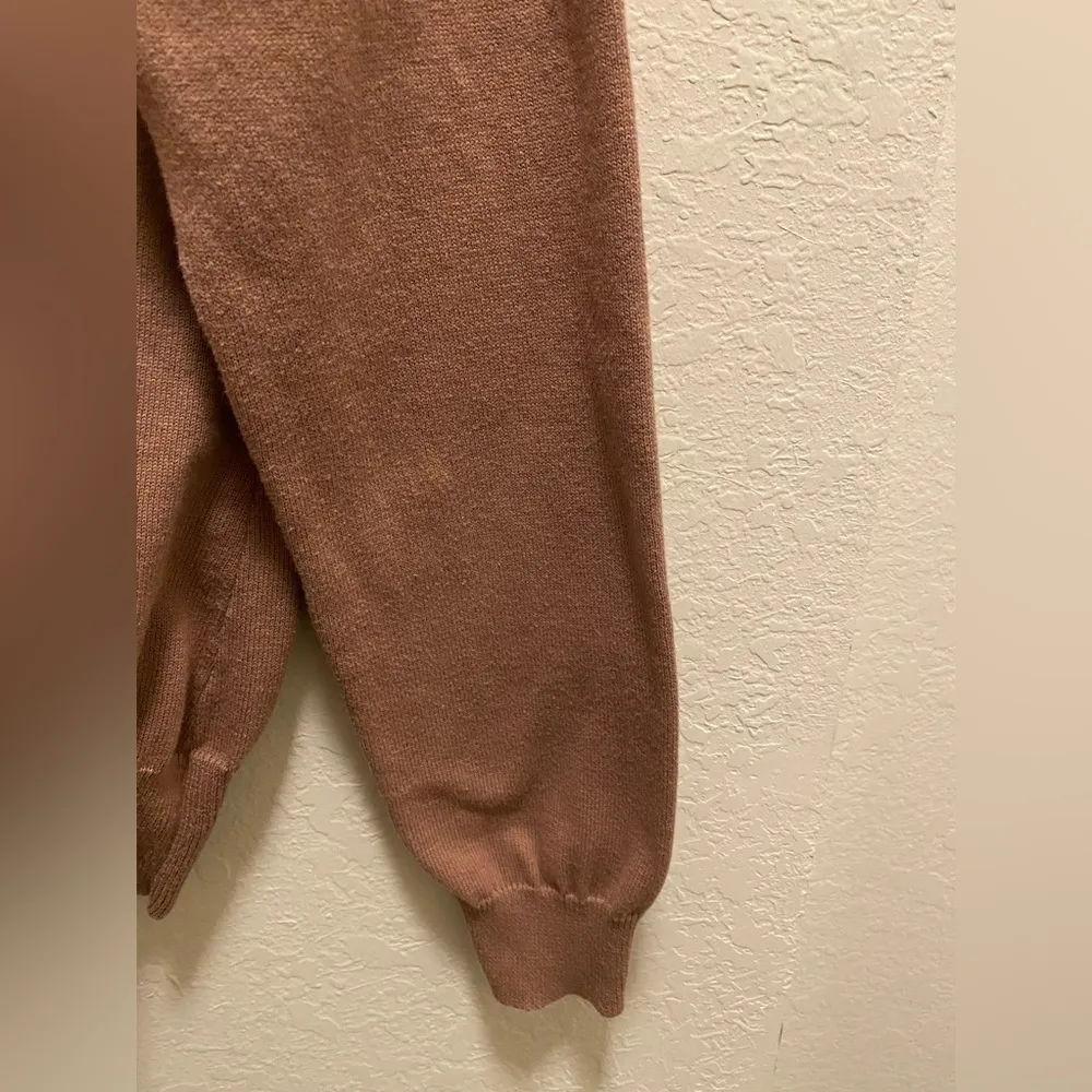 Sundance Brown V-Neck Floral Lace Trim Button Front Cardigan Size L - Image 5