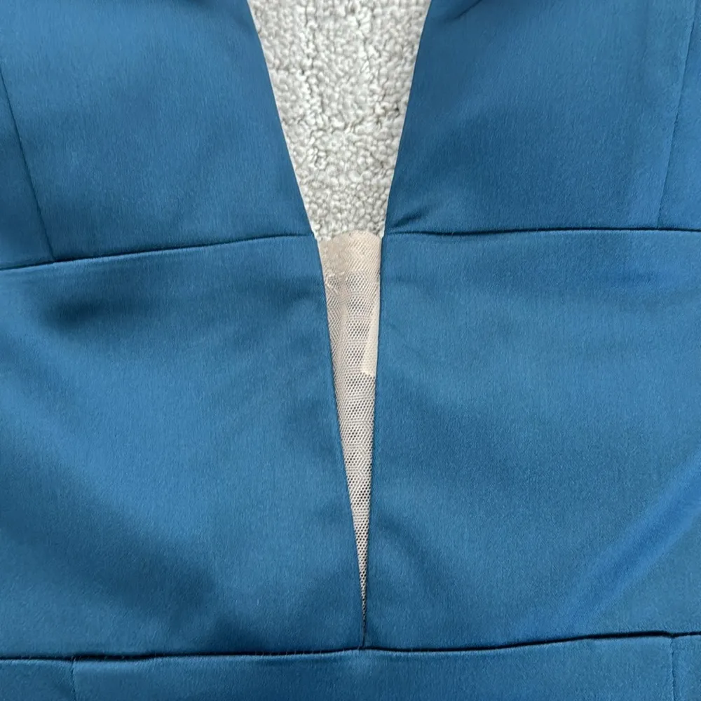 NEW NWT Sherri Hill 51420 Halter Plunge Satin mini dress hoco cocktail teal - Image 5