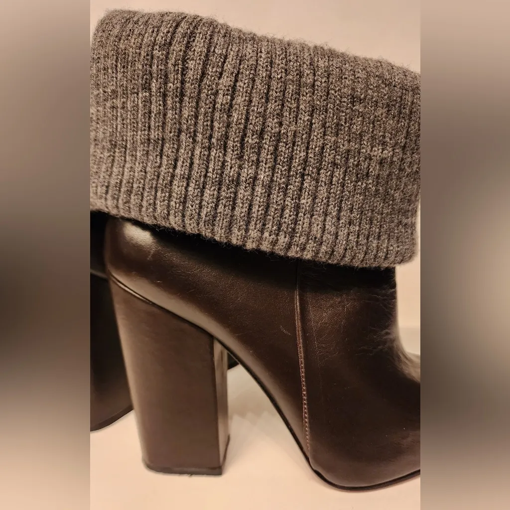 Rachel Comey Leather Knit Cuffed Women’s Brown & Grey Ankle Boots Size 5 - Image 8