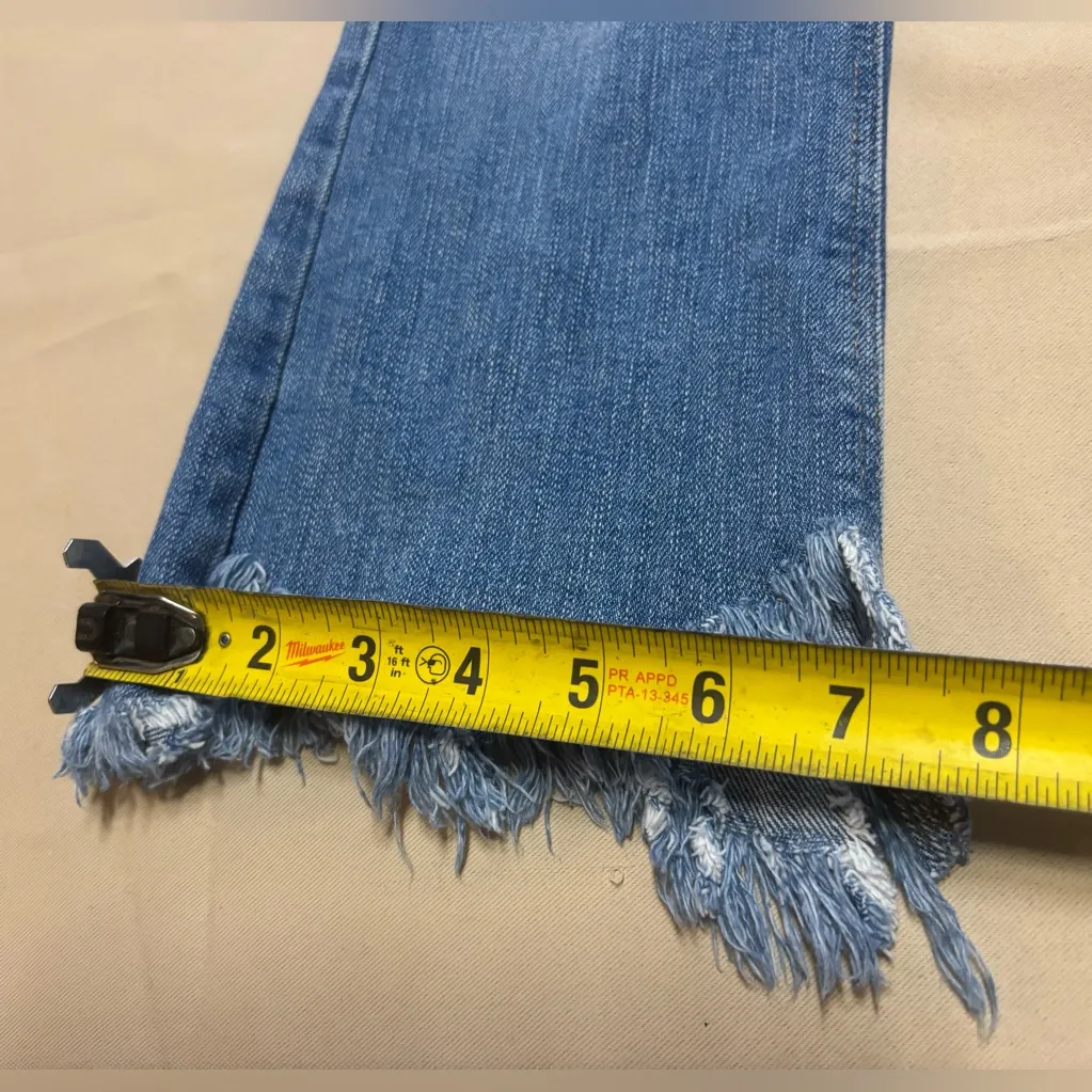 Zara Women’s Embroidered Floral Fringe Distressed Denim Jeans Sz 4 Cotton Blend - Image 11
