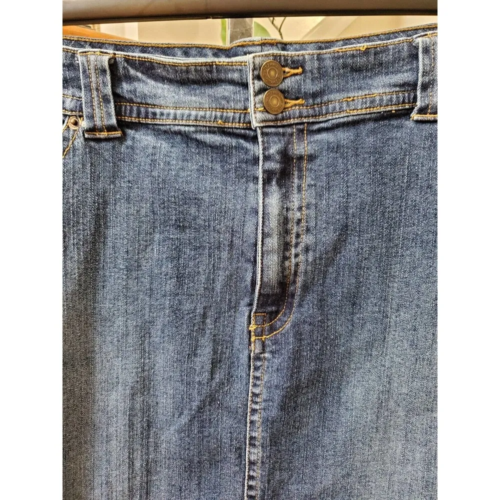 St John's Bay Women's Blue Denim Cotton Straight Pull On Casual Jeans Skirt 16 - Image 4