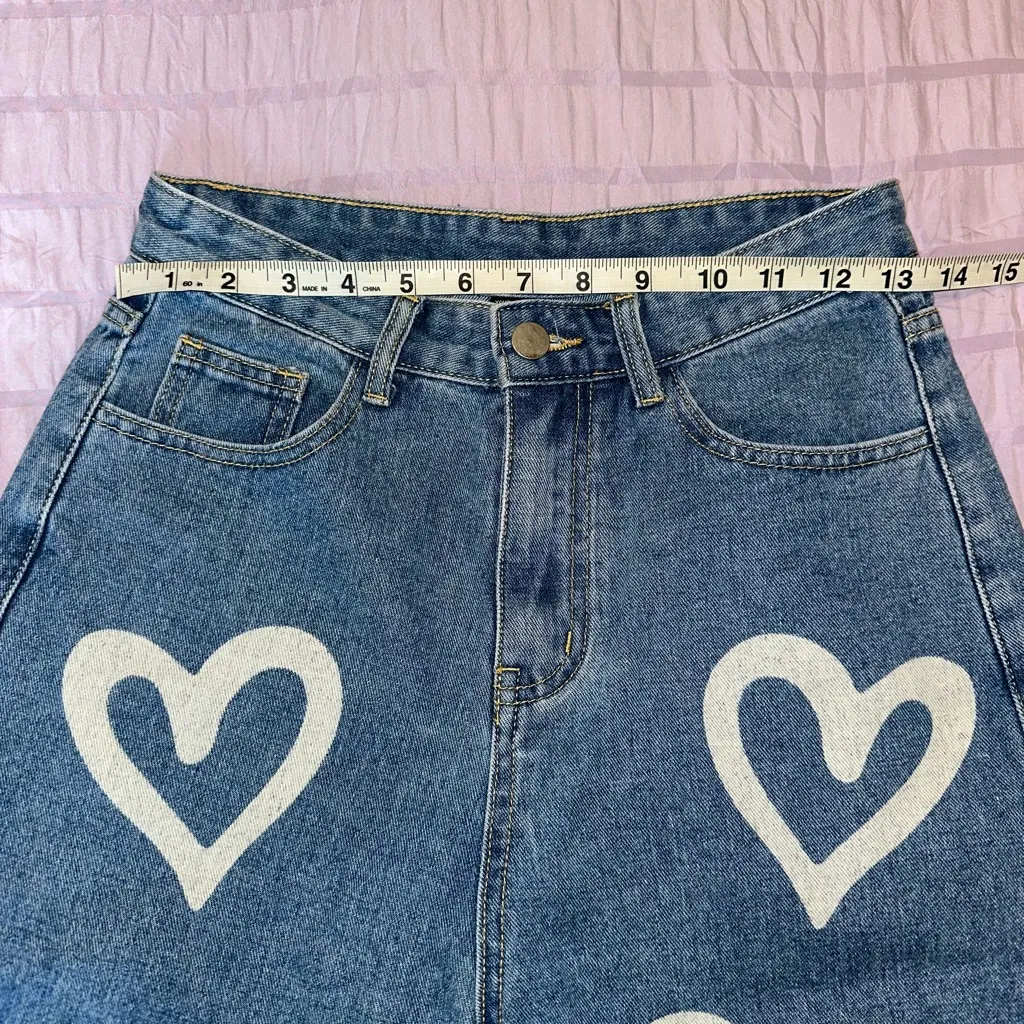 Cider Heart Print Wide Leg Jeans – Size Small - Image 4