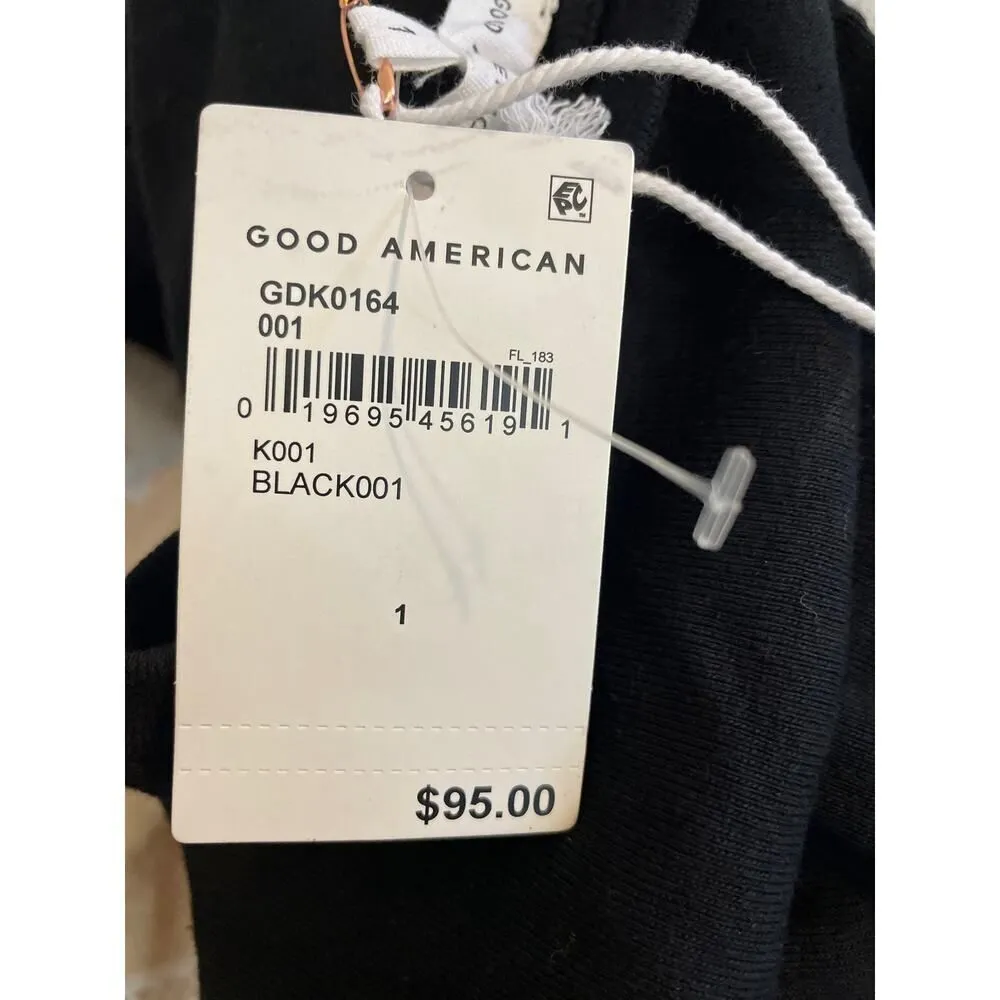 Good American Women's Size 1 Small Short Sleeve Ruched Bodycon Dress Black NWT - Image 4