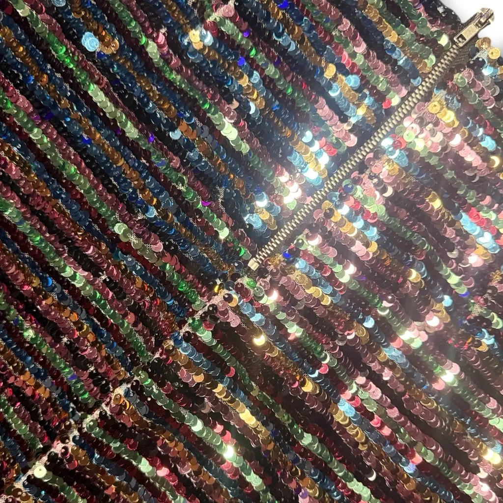 Forever 21 Contemporary Multicolor Zip Up BackSequin Mini Skirt Size S - Image 4