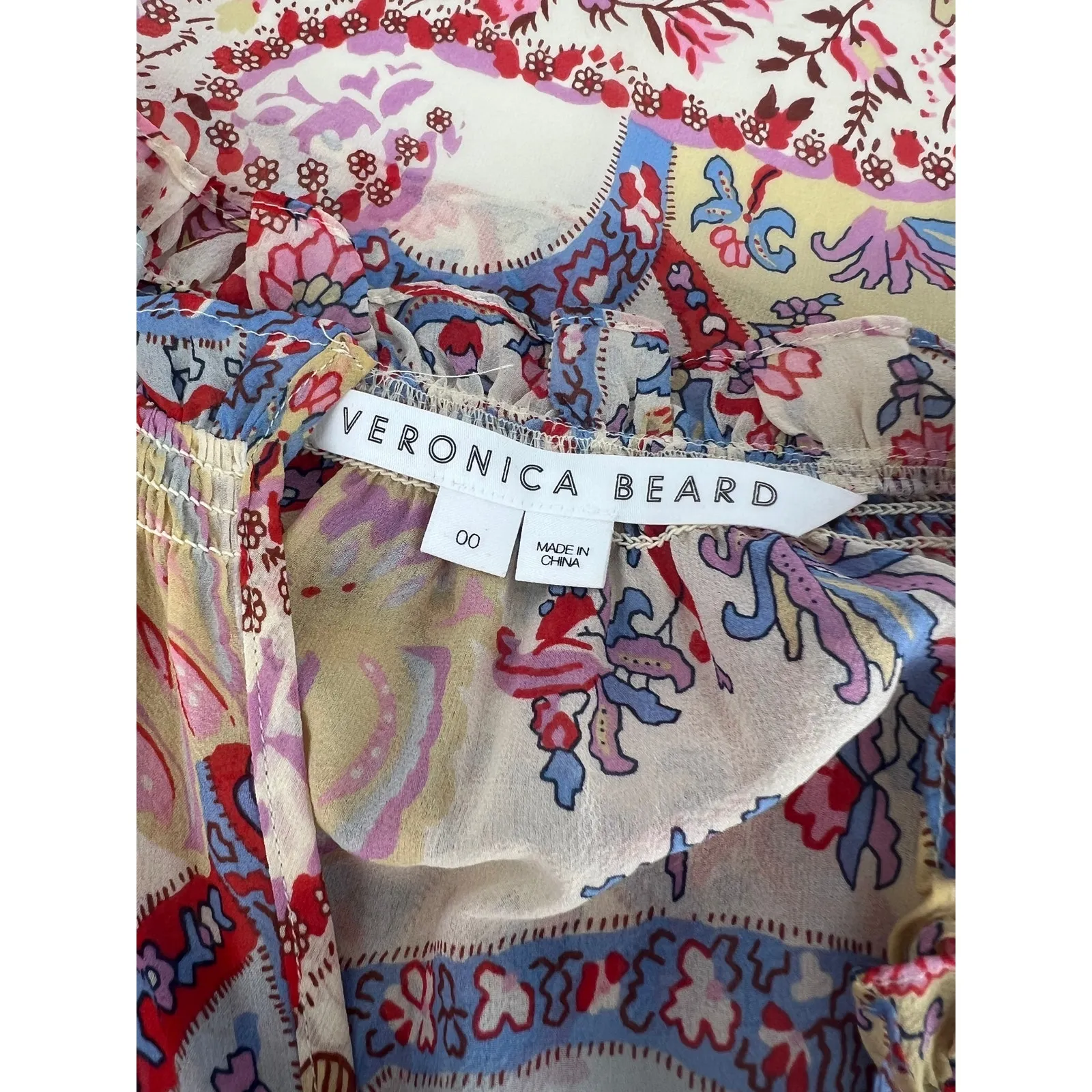 Veronica Beard Andri Paisley Georgette Blouse in Multicolor Paisley Print - Image 10