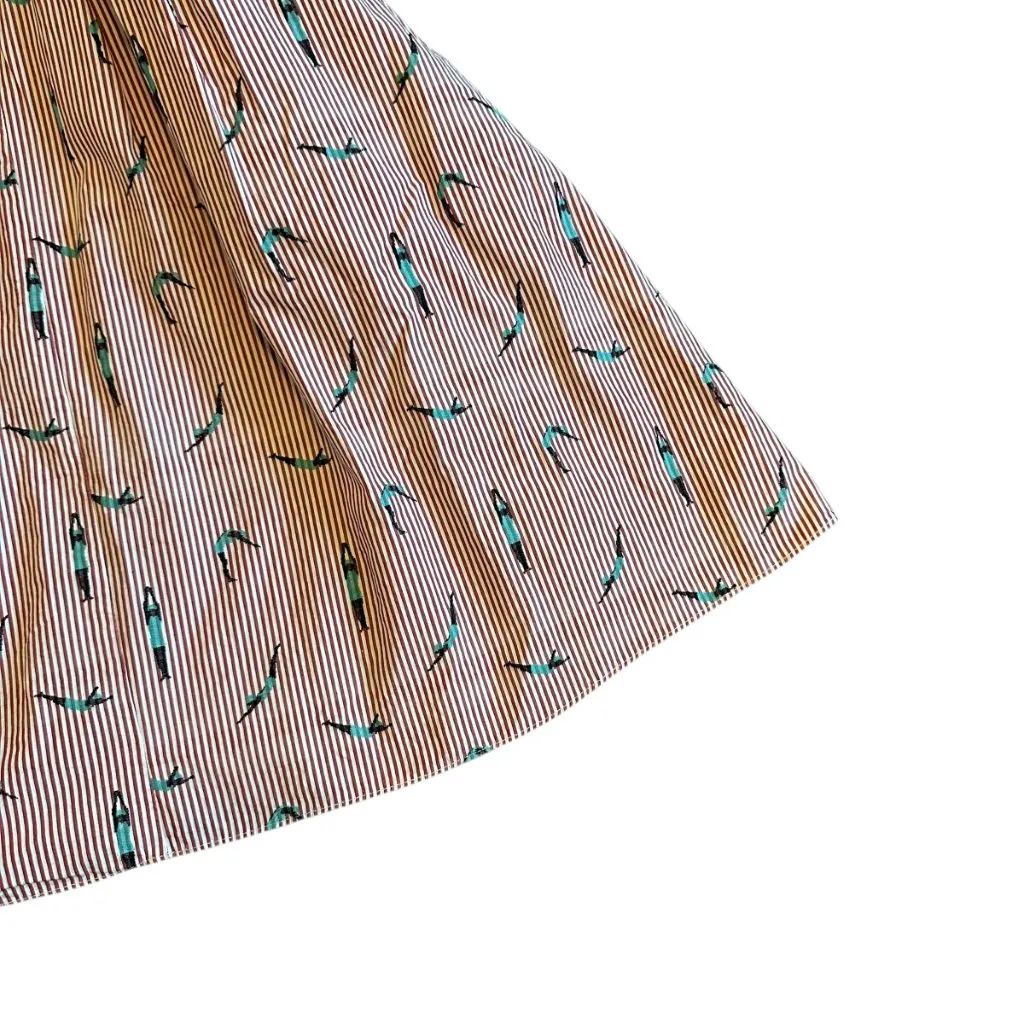 Maeve Anthropologie Red Stripe A-Line Dress Bathing Beauty Print Size 8 Women's - Image 10