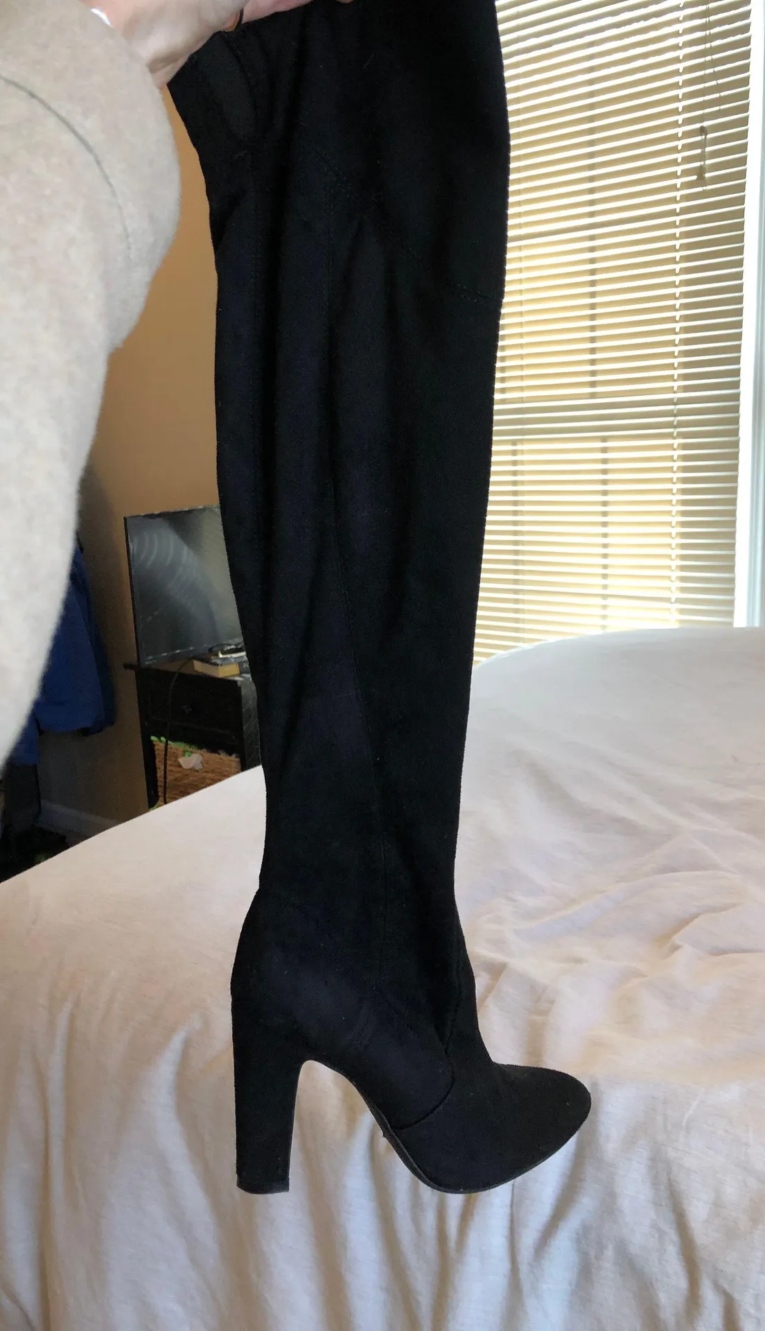 Unisa Black Suede Over Knee Boot - Image 2