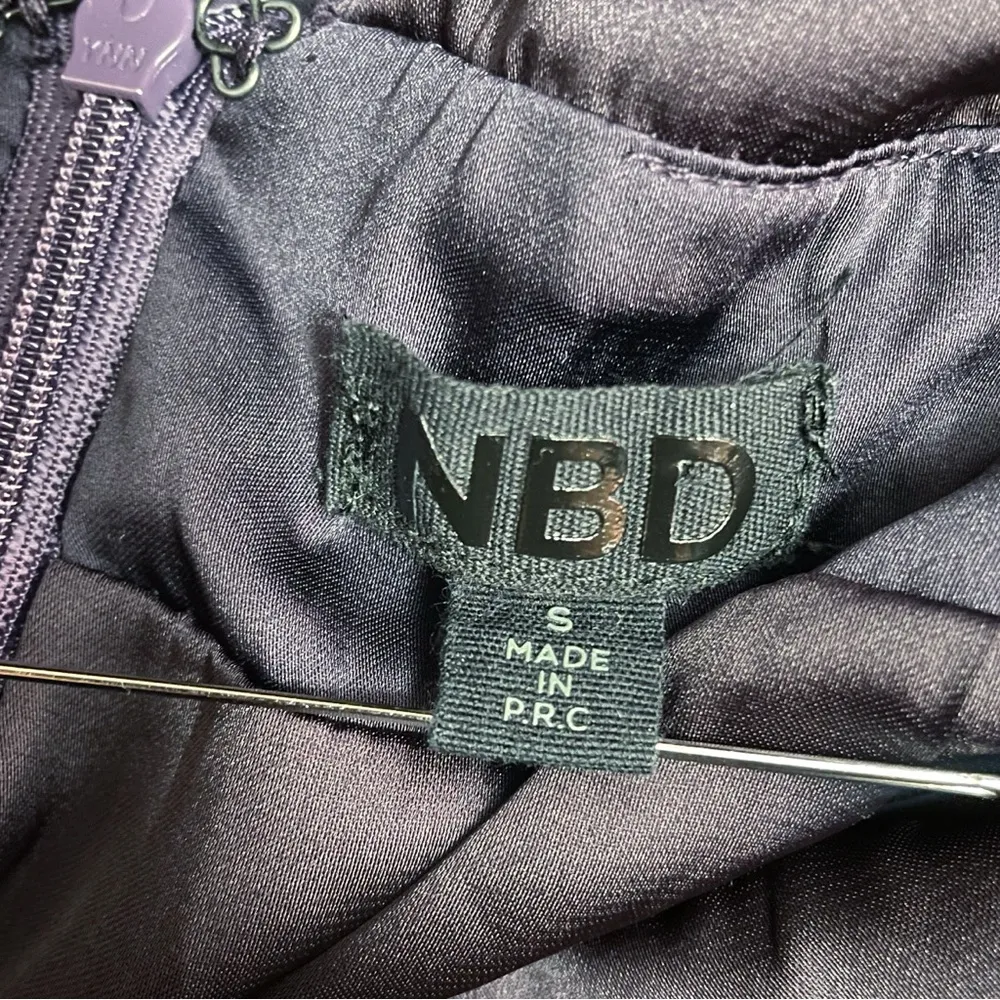 NBD Girl Next Door Dress Midnight Size Small Satin Ruffle Mini Party Dress - Image 11