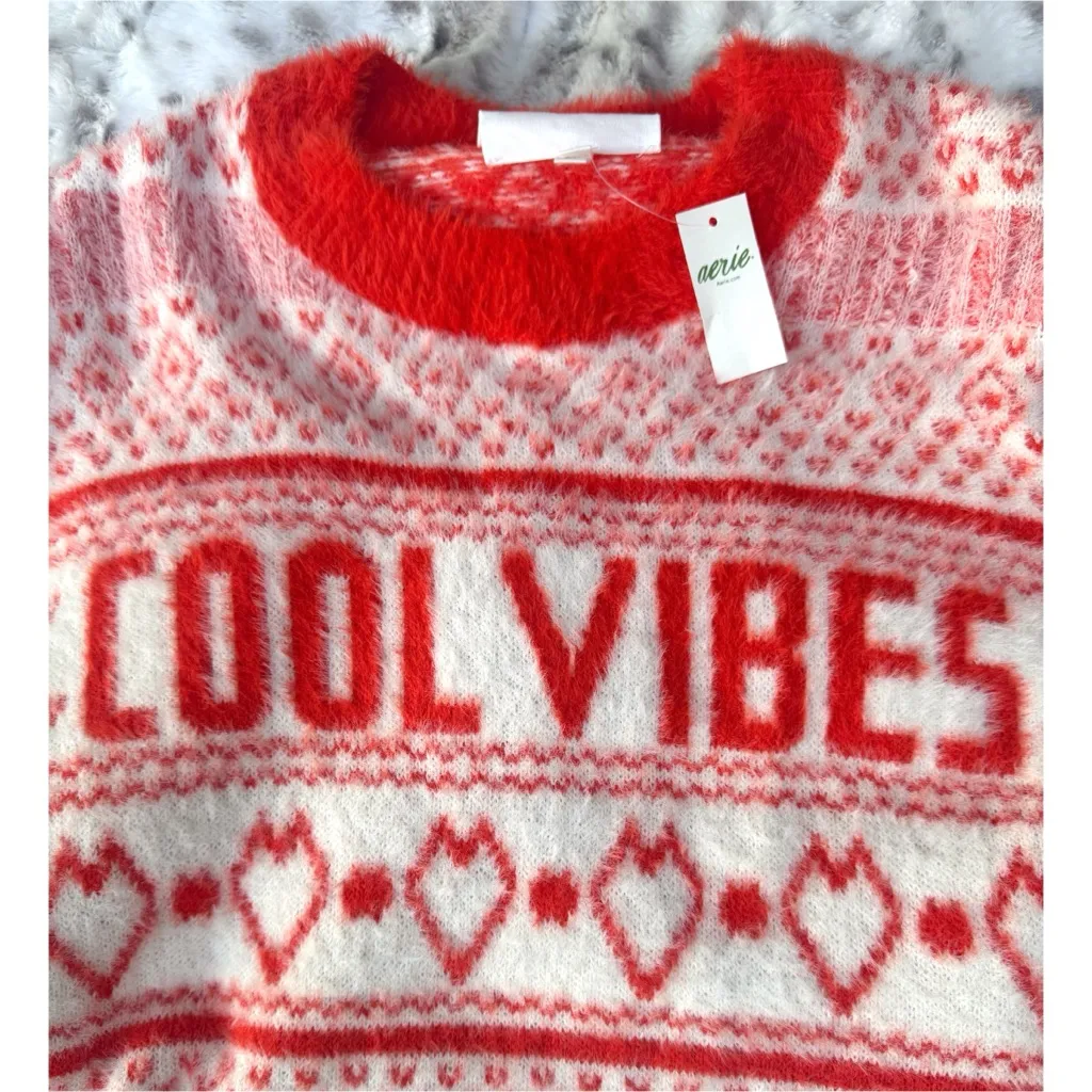 Aerie NWT  Fuzzy Oversized “Cool Vibes” Sweater - Image 9