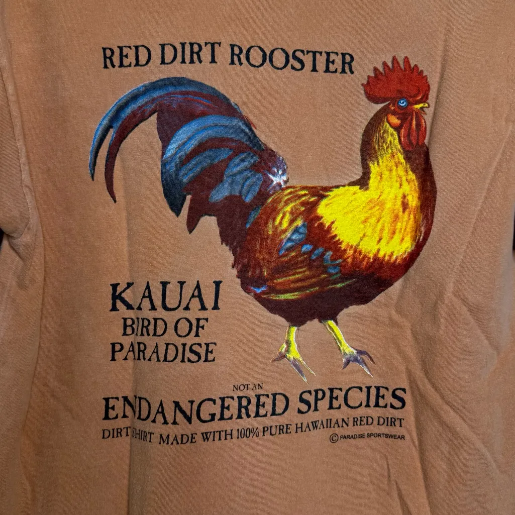 Red Dirt Rooster Hawaii Short Sleeve T Shirt Sz Medium Adult Unisex Hanes Beefy - Image 7