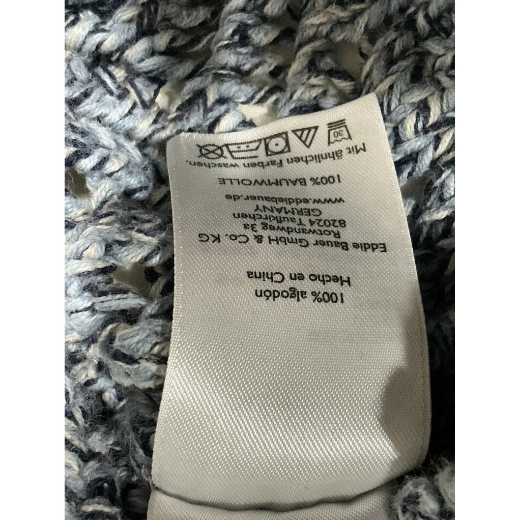 Woman’s Eddie Bauer Crochet Sweater Blue Large Pullover Long Sleeve - Image 5