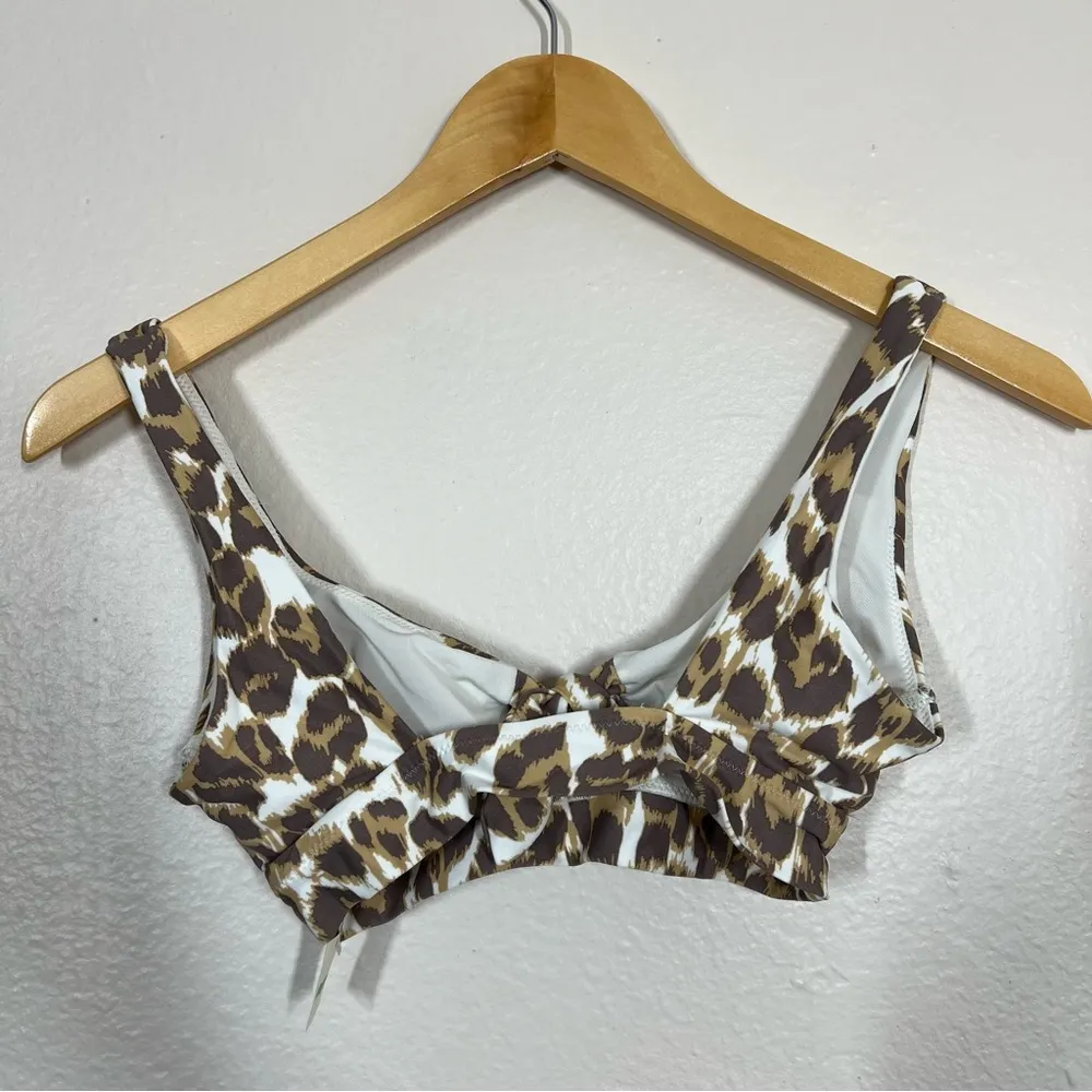 Aerie Leopard Print Tie Front Keyhole Bikini Top - Image 5