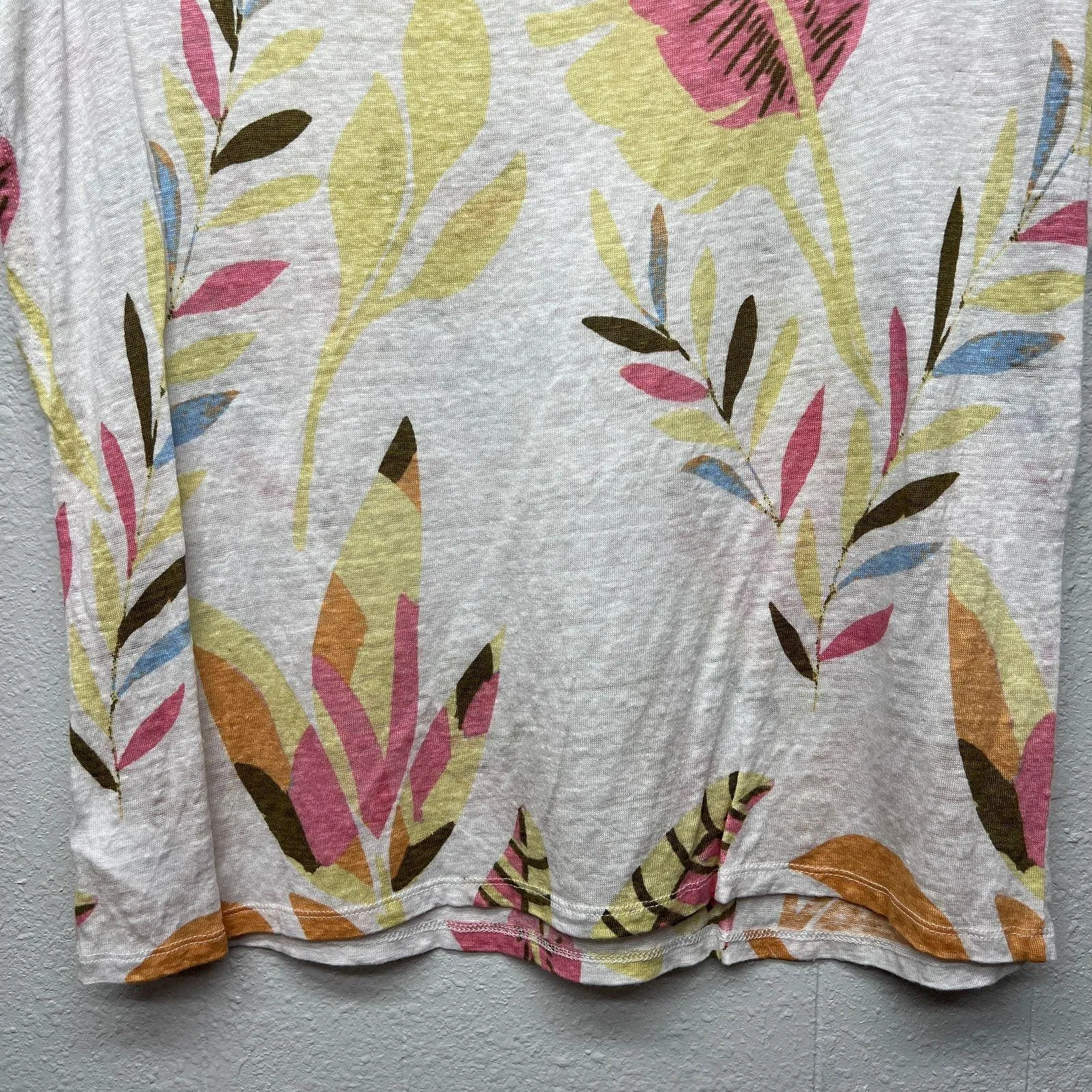 Cynthia Rowley 100% Linen Floral Top Womens Medium Beachy Coastal Workwear Chic - Image 7