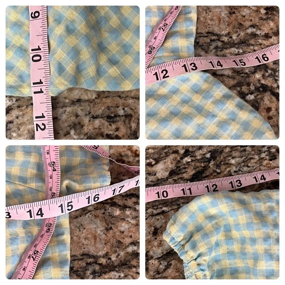 NWT Kirious Los Angeles Gingham Peplum Top S Cropped Boho Fairy Preppy Pinup Green - Image 6