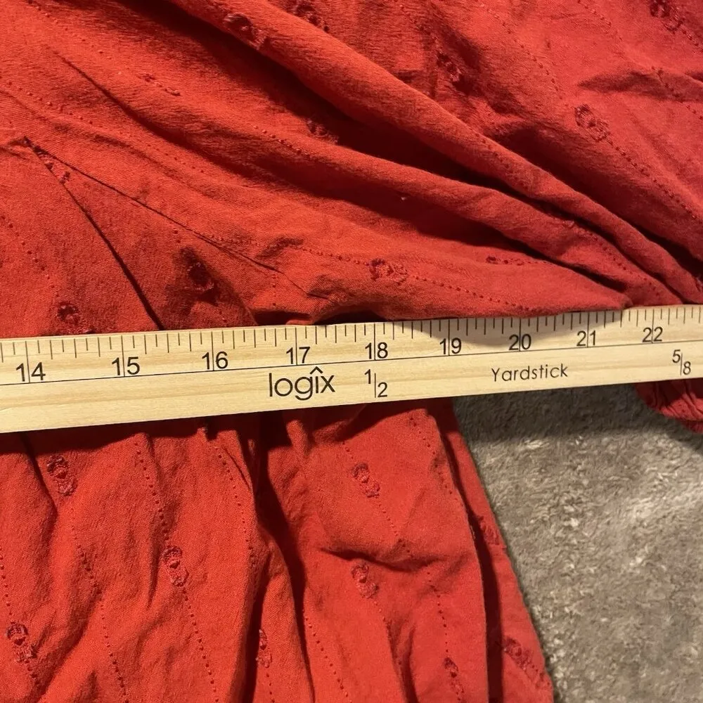 Universal Thread Blouse Womens Large Puff Sleeve Embroidered Burnt Orange Red - Image 8