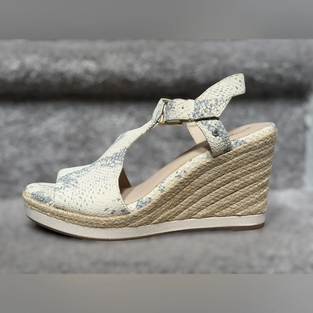 NEW Cole Haan Leather Snakeskin Cloudfeel Espadrille Wedge Sandals Women’s 7 - Image 5