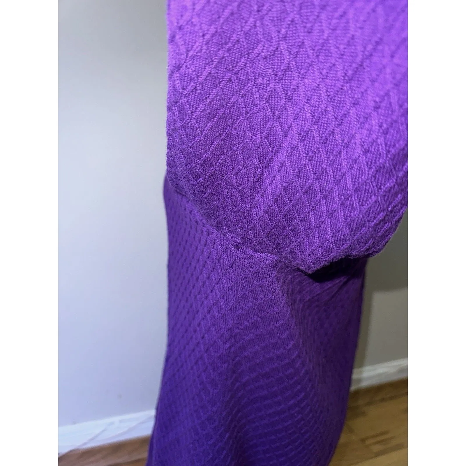 Land’s End Women’s 100% Supima Cotton Button Down Diamond Knit Cardigan Purple L - Image 12