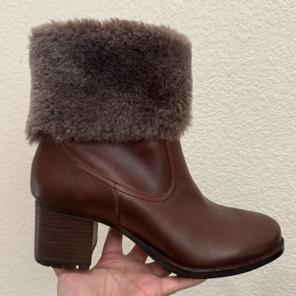 TRASK Myrah Waterproof Brown Italian Sheepskin Leather Shearling Booties Size 11 - Image 7