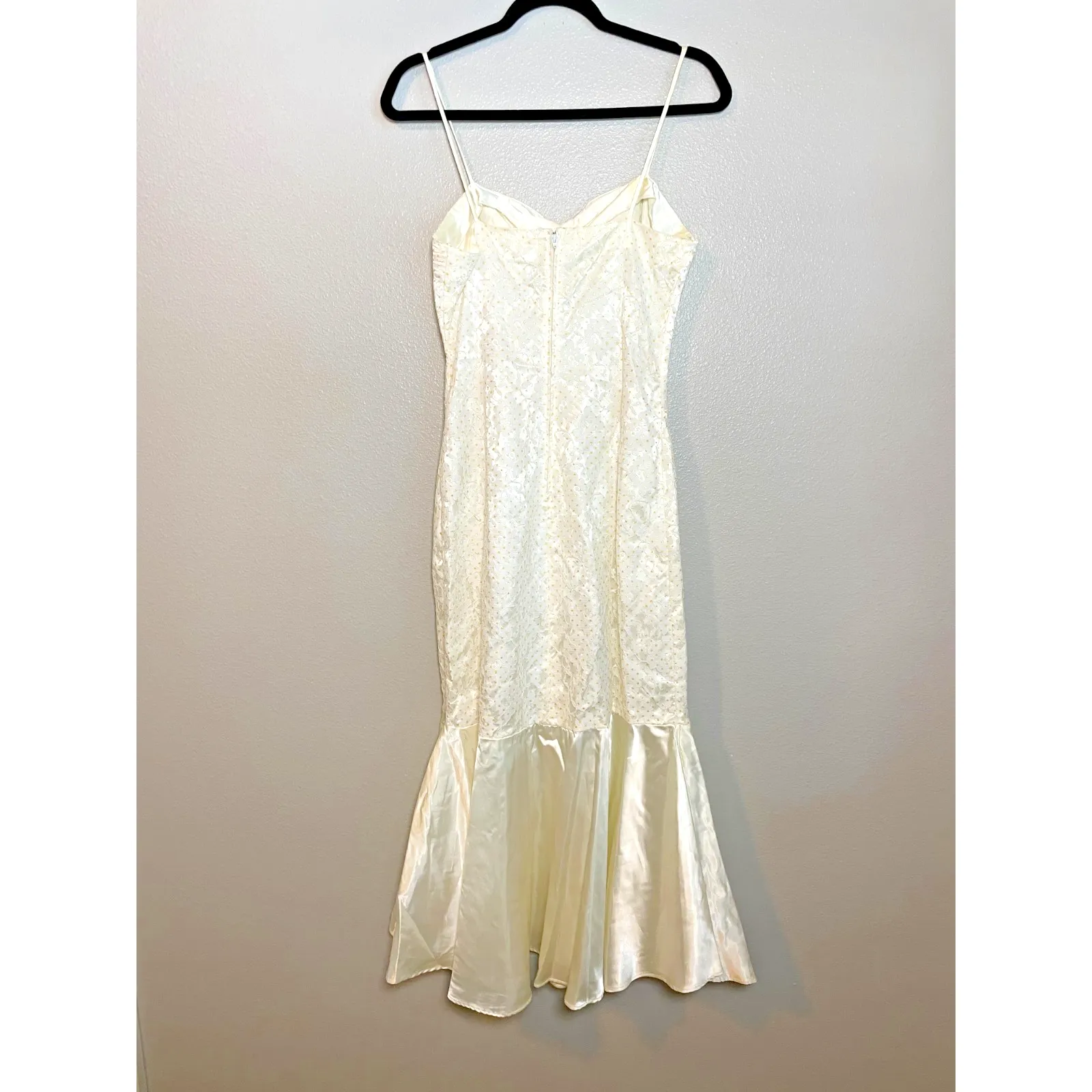 VTG Glenrob Sz 11/12 Medium? Dress ILGWU 80s Prom Party Yellow Mermaid Tail USA - Image 3