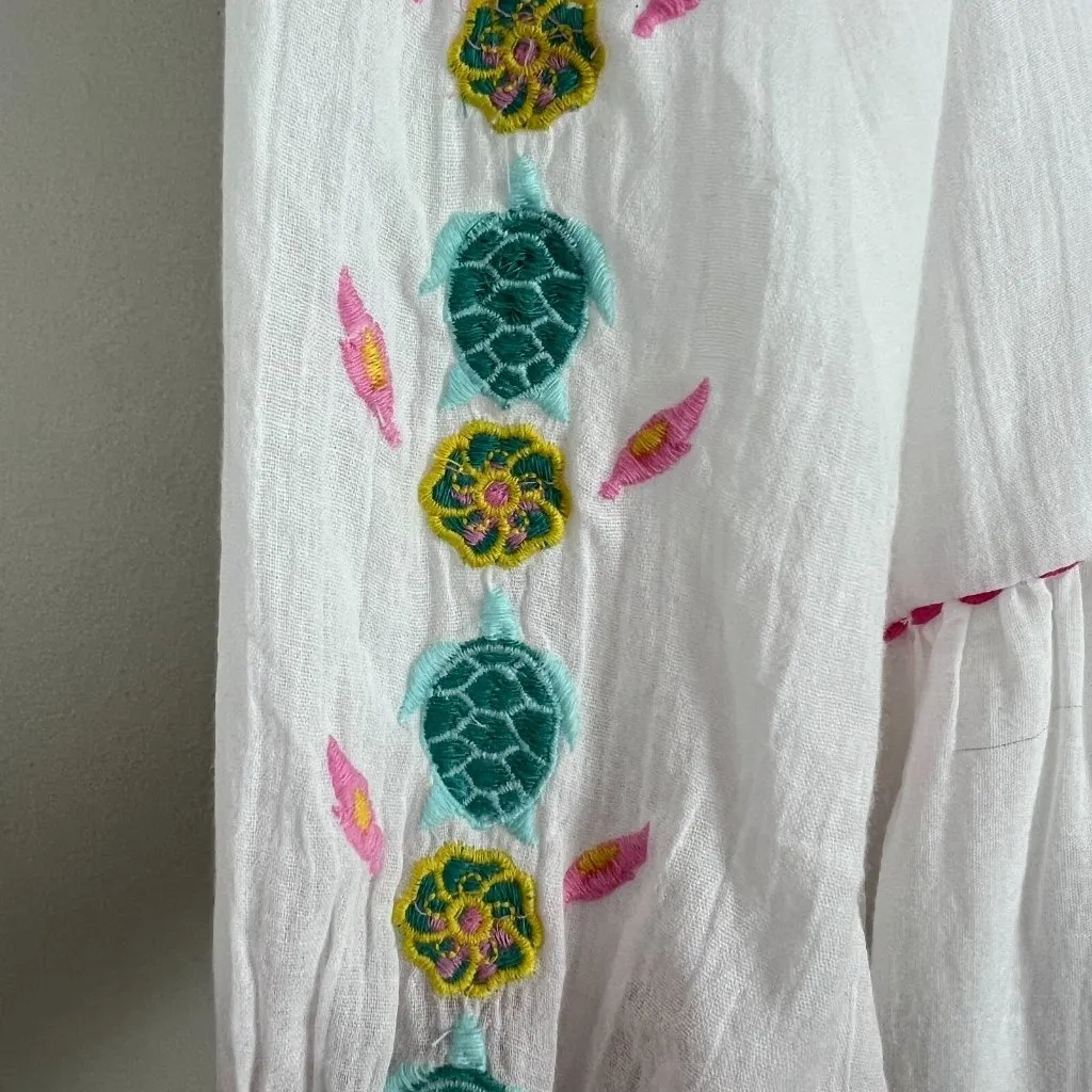 Simply Southern Maxi Dress Womens XXL White Embroidered Turtle Flowers‎ Boho New - Image 10