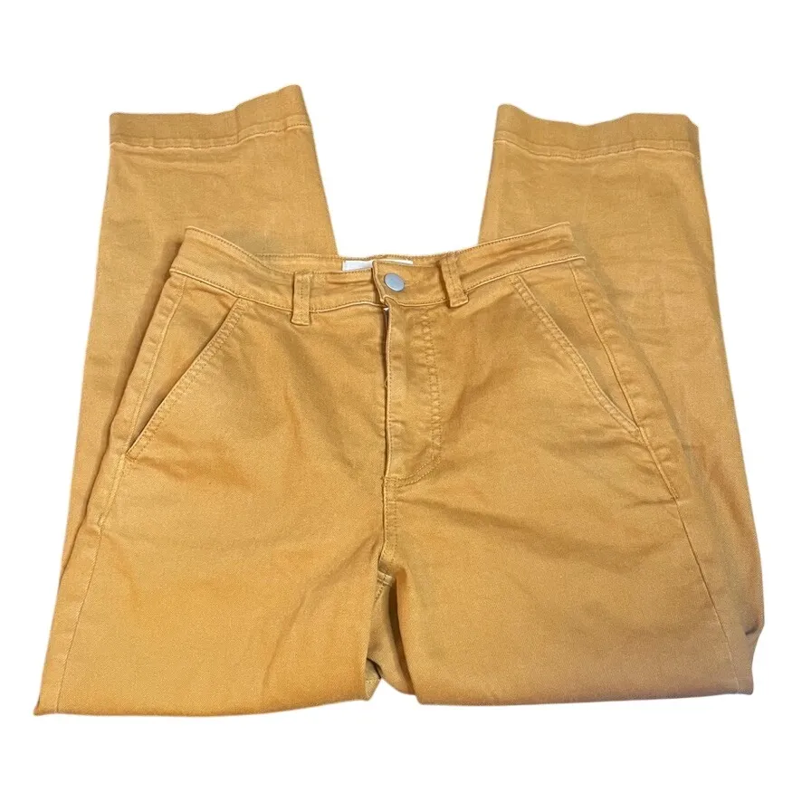 Everlane Cropped Straight Short Leg Pants Mustard Yellow Size 2 Extra Small - Image 3