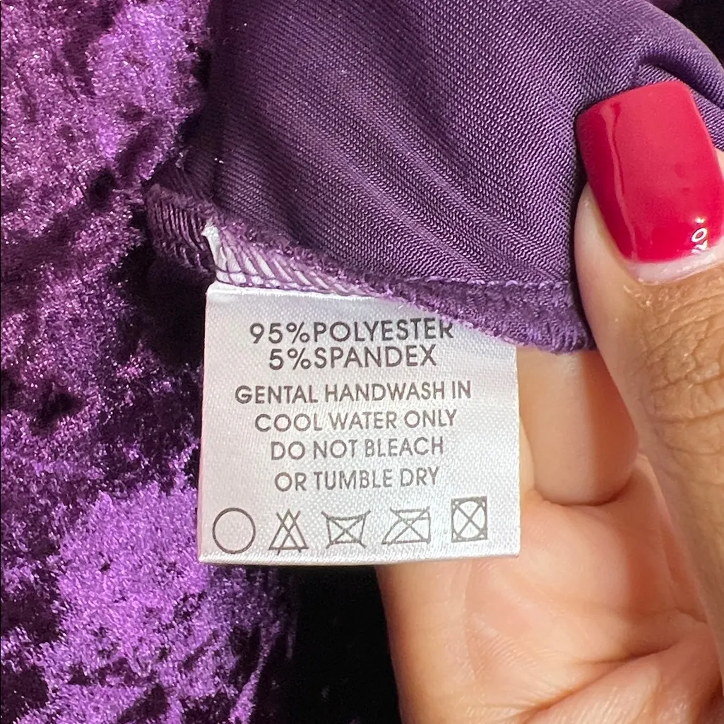 Junkfood Velvet Purple Long Sleeve Mini Dress. Size XS - Image 5