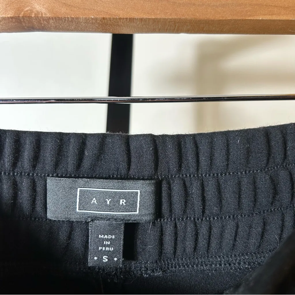 AYR The TV Short Pima Cotton Fleece High Rise Lounge Sweat Shorts Black Size S - Image 3