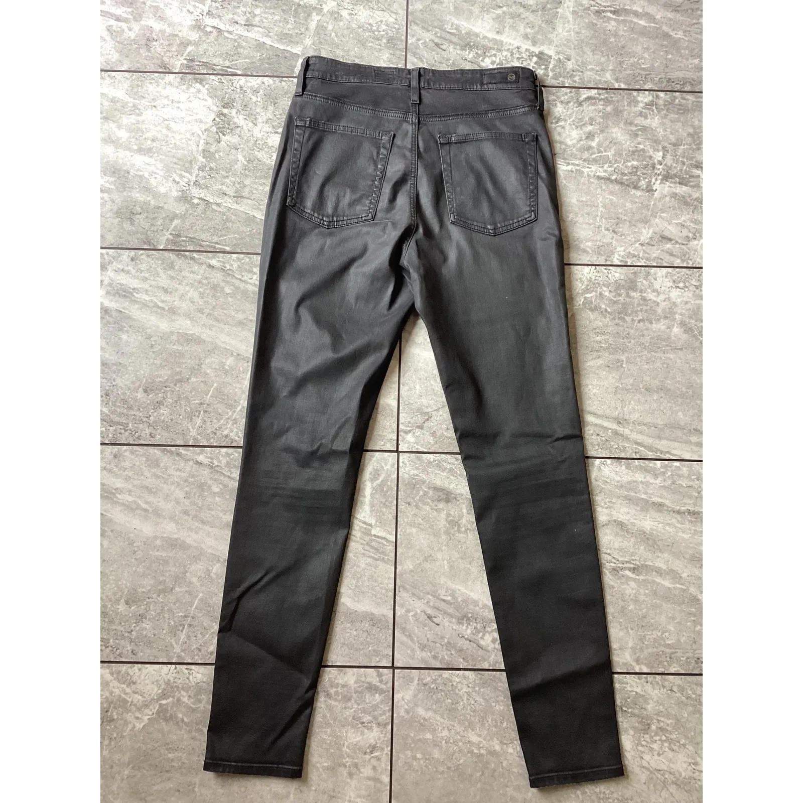 AG Adriano Goldschmied Mila Super High Rise Skinny Coated Pants Black 31R - Image 6