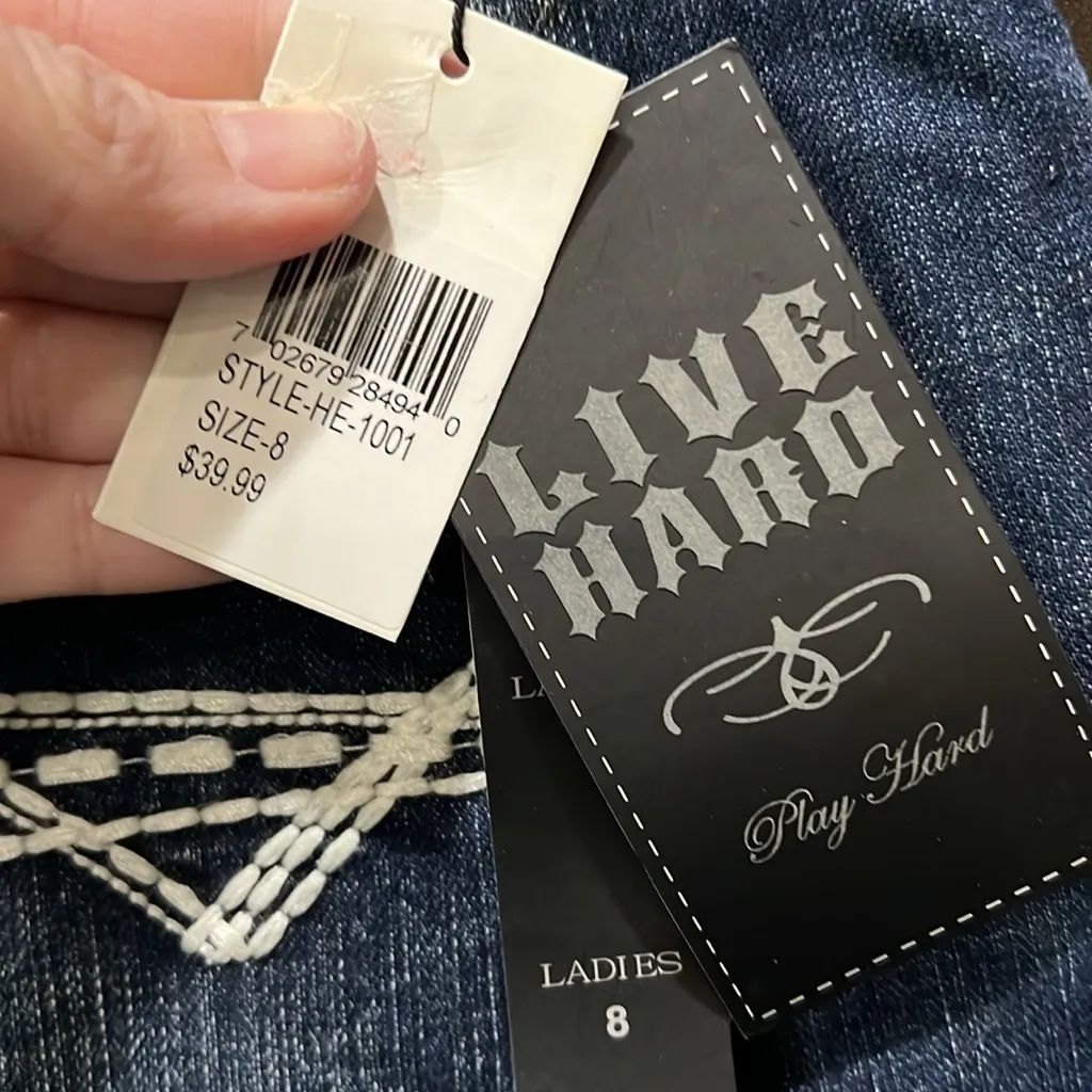 Live Hard Play Hard, Bootcut, Bling, Size 8 - Image 5