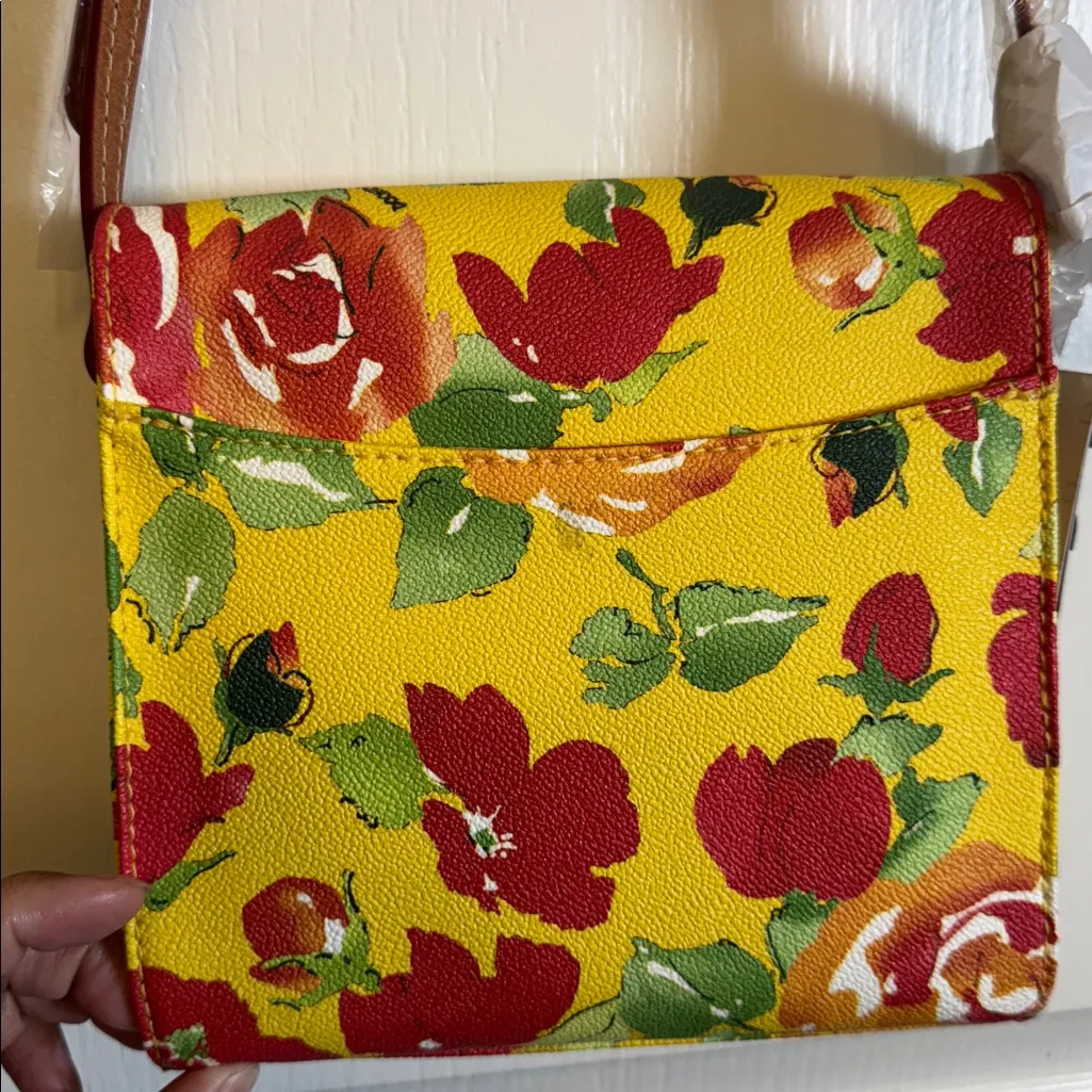 Dooney & Bourke Yellow Letter Carrier Floral Crossbody Shoulder Bag NWT Reg Card - Image 8