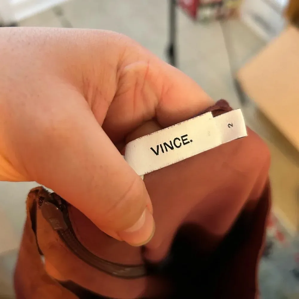 VINCE BURGUNDY LAMB LEATHER SHIFT DRESS - Image 5