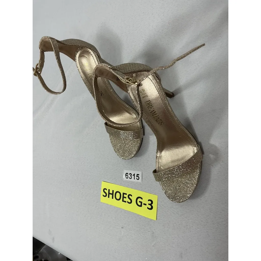 Womans Dream Pairs Karrie Strappy Stiletto Formal Sandals 6.5 Gold Open Toe - Image 3