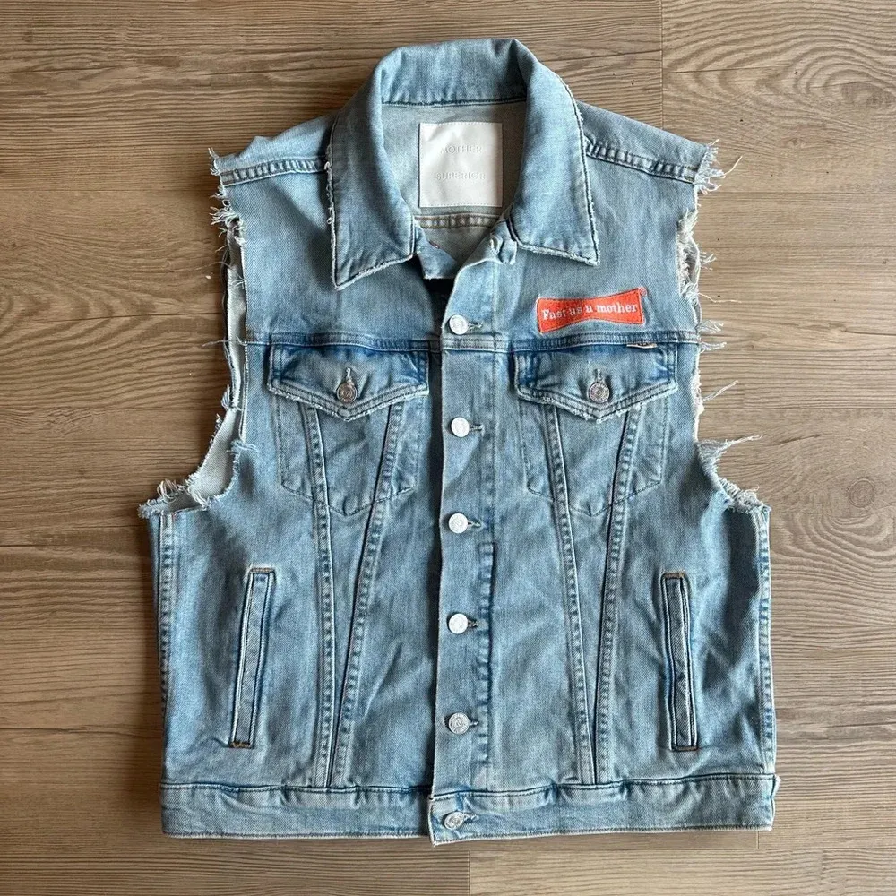 Mother Superior ‘THE DRIFTER' Light Wash Denim Vest fast as a mother size medium - Image 6