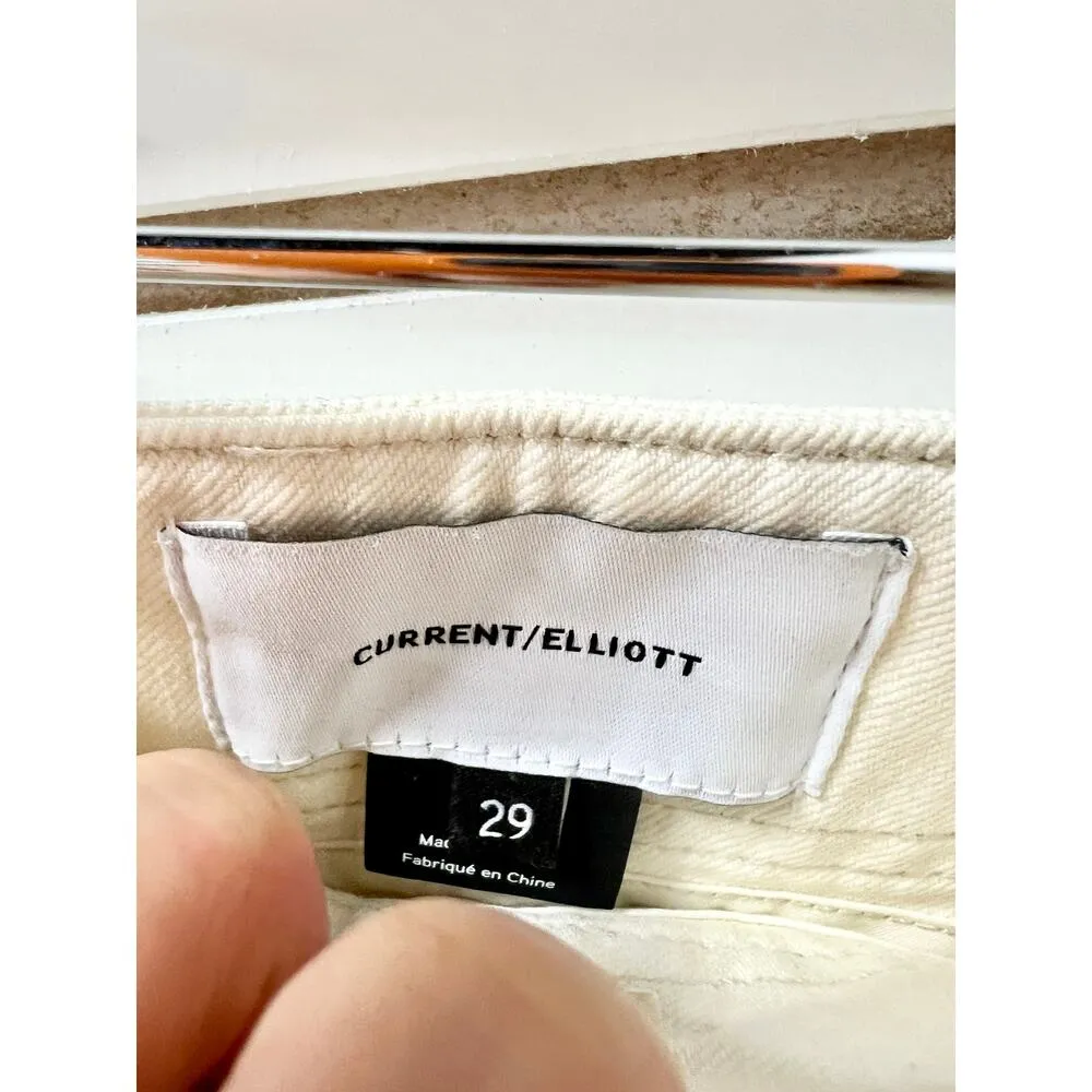 Current/Elliott The Love Denim High Rise Mini Wrap Skirt Ivory Women's 29 / 8 - Image 5