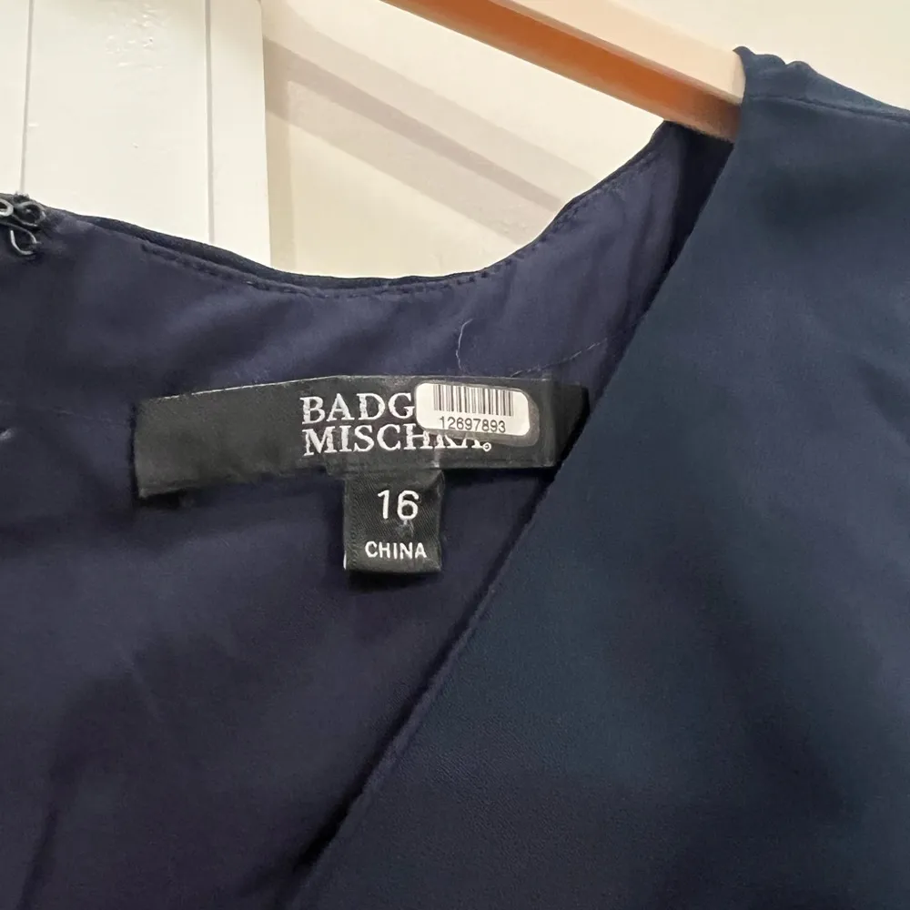 FLAWED Badgley Mischka Navy Blue Sleeveless Mini Dress Size 16 US - Image 4