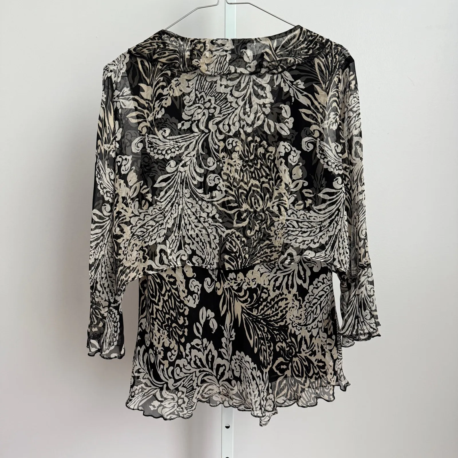 New York City Design Co. VTG Y2K 100% Silk ‎ dark romantic Floral Blouse Size Black Size L - Image 5