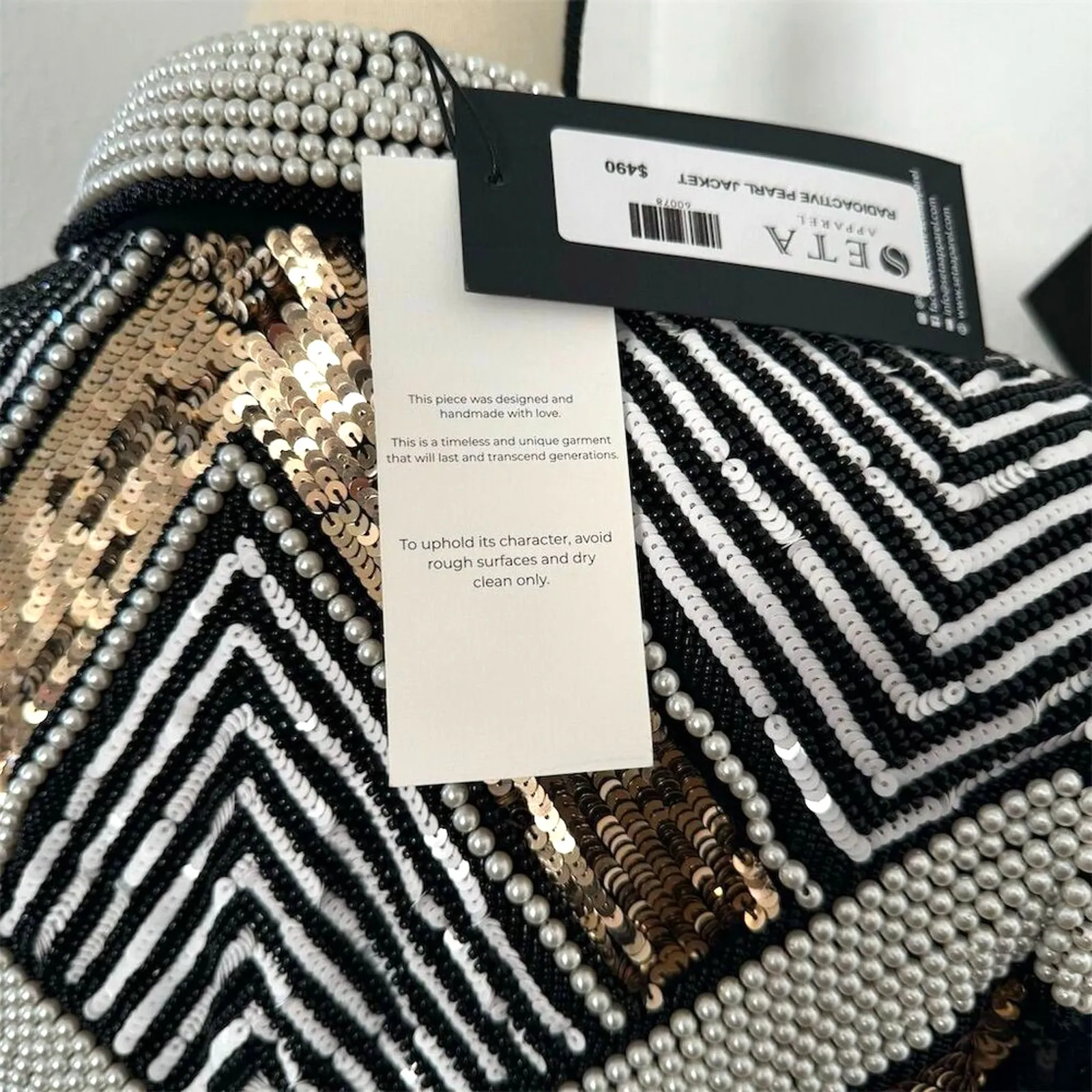 NWT SETA Women M Black Fully Beaded Sequin Moto Jacket Biker Glam Party Coat Size M - Image 11