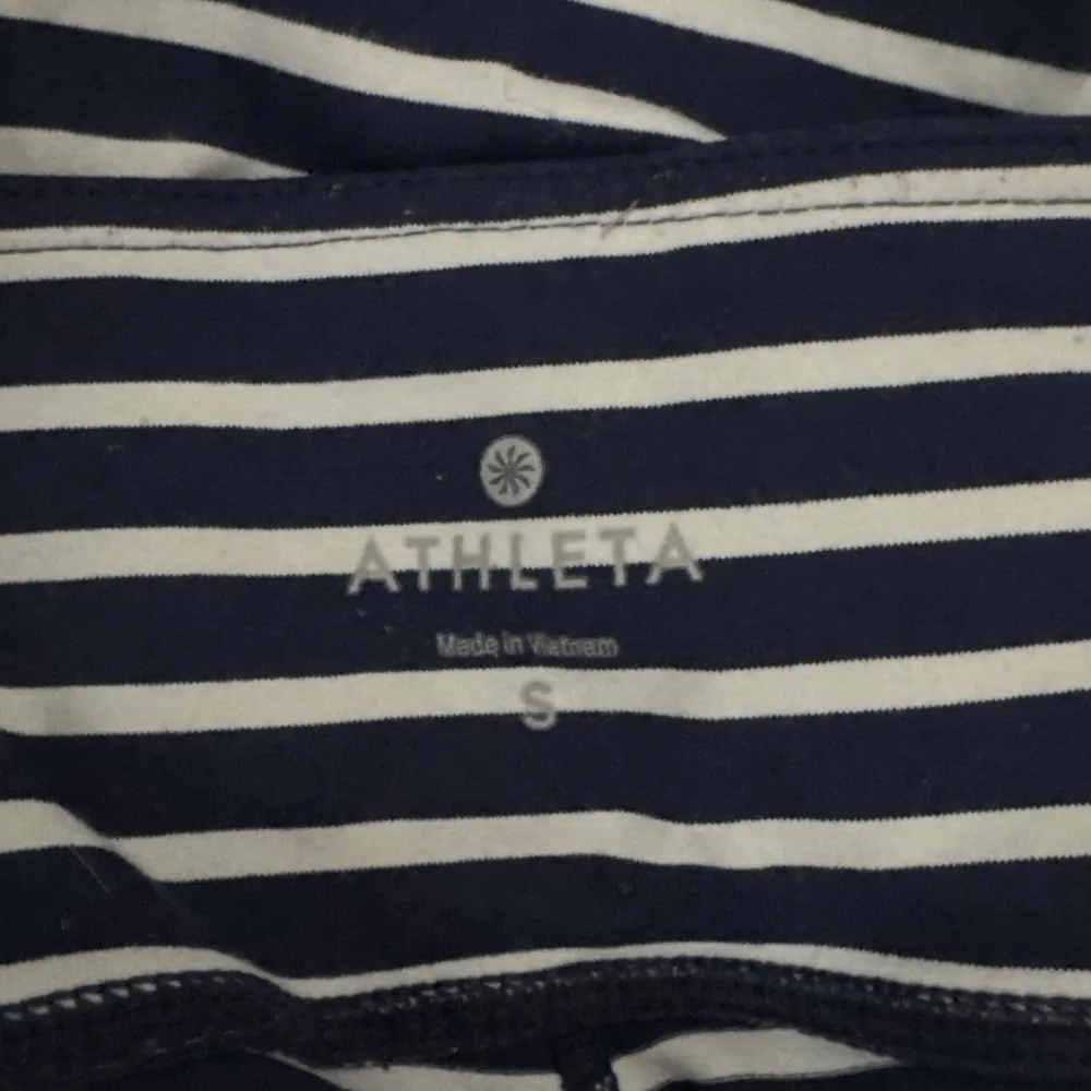 Athleta Pants Womens Small Navy White Stripe Chaturanga Capri Legging Athleisure - Image 6