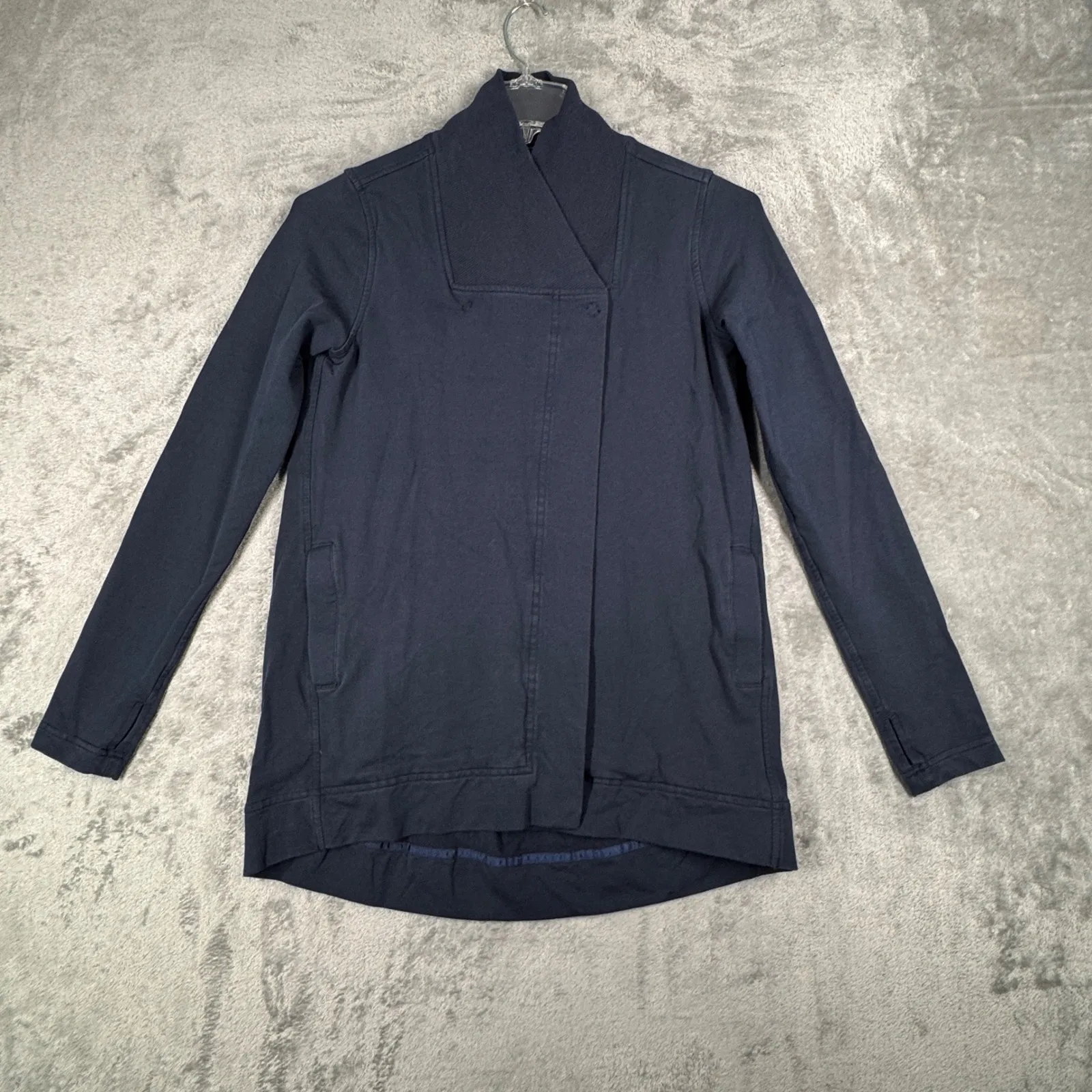 Lululemon‎ Belle Wrap Asymmetrical Sweatshirt Women 4 Navy Blue Longline Casual - Image 2