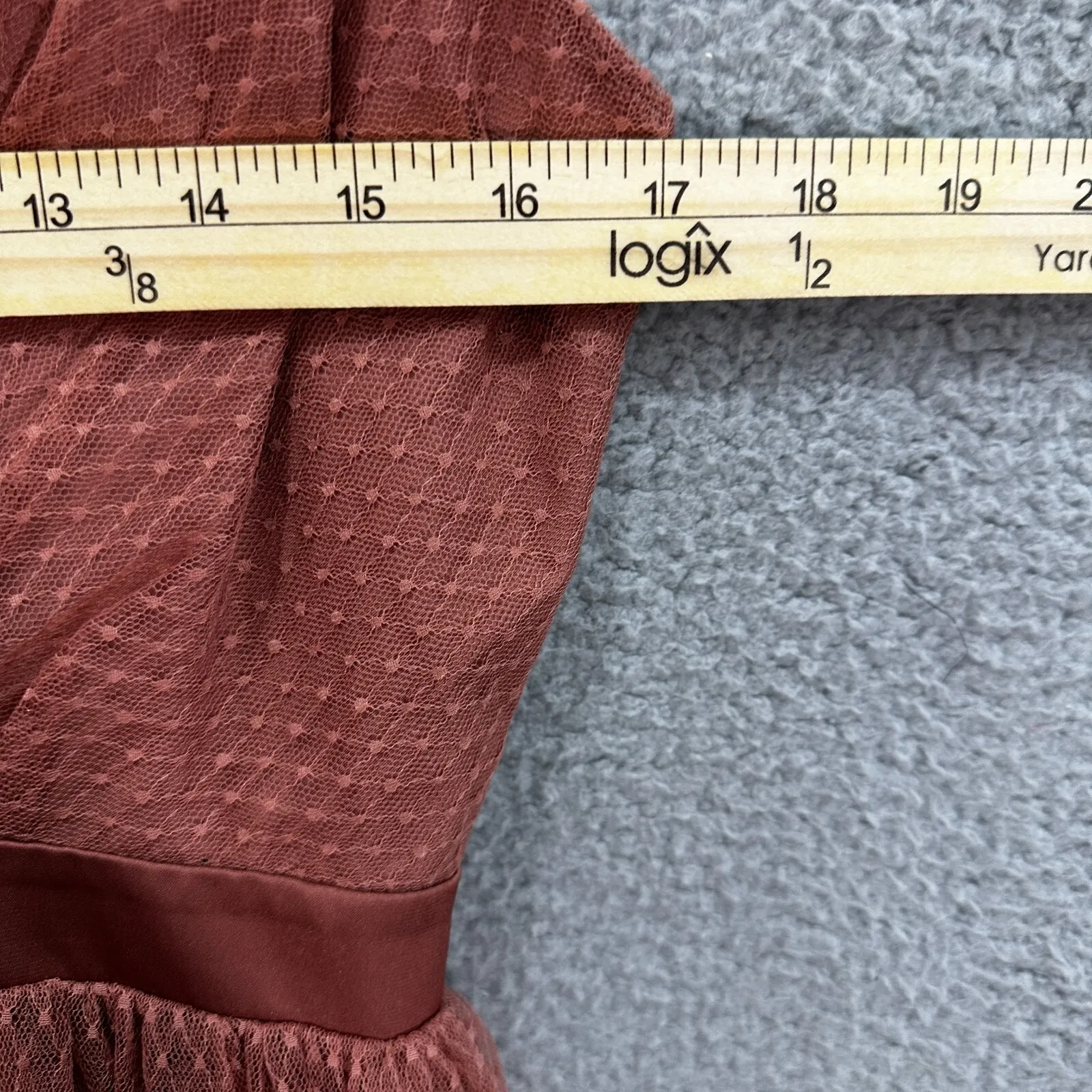 Express Dress 4 Fairycore Babydoll Tulle‎ Mesh Rust Polka Dot Romantic Cocktail - Image 5