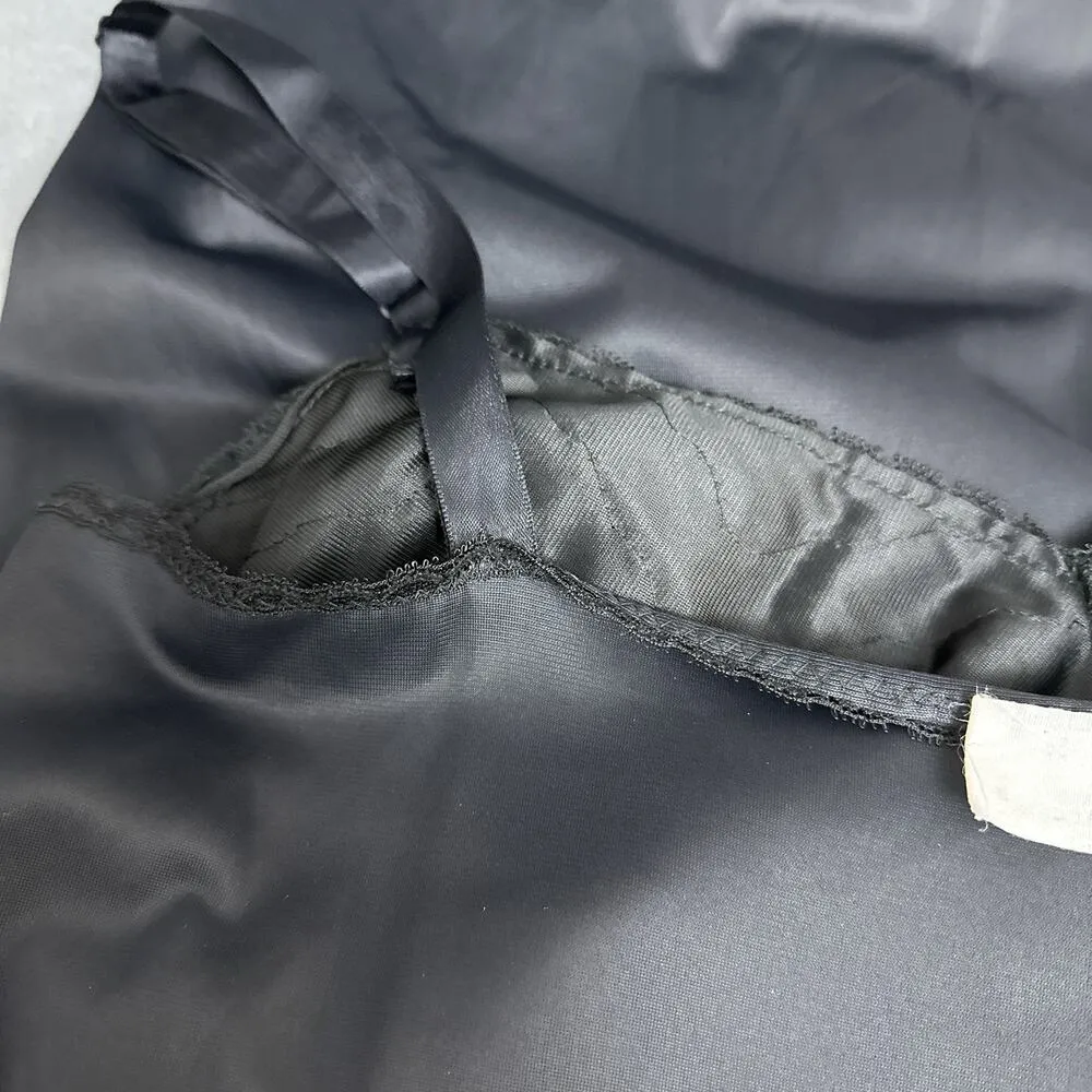 Vintage Philmaid Full Slip Dress Chemise Size 36 Quilted Lined Lace Bust Black - Image 4