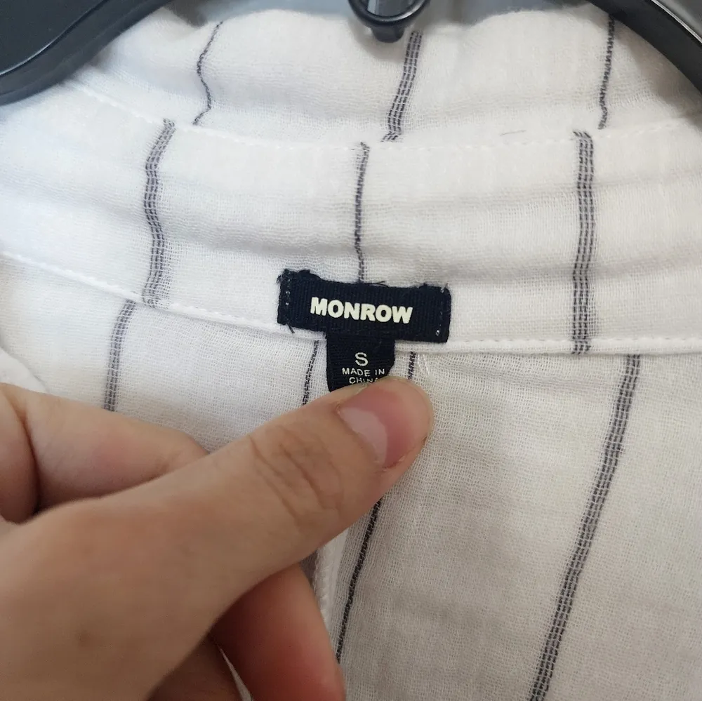 Monrow Pinstripe Gauze Romper size S Black - Image 3