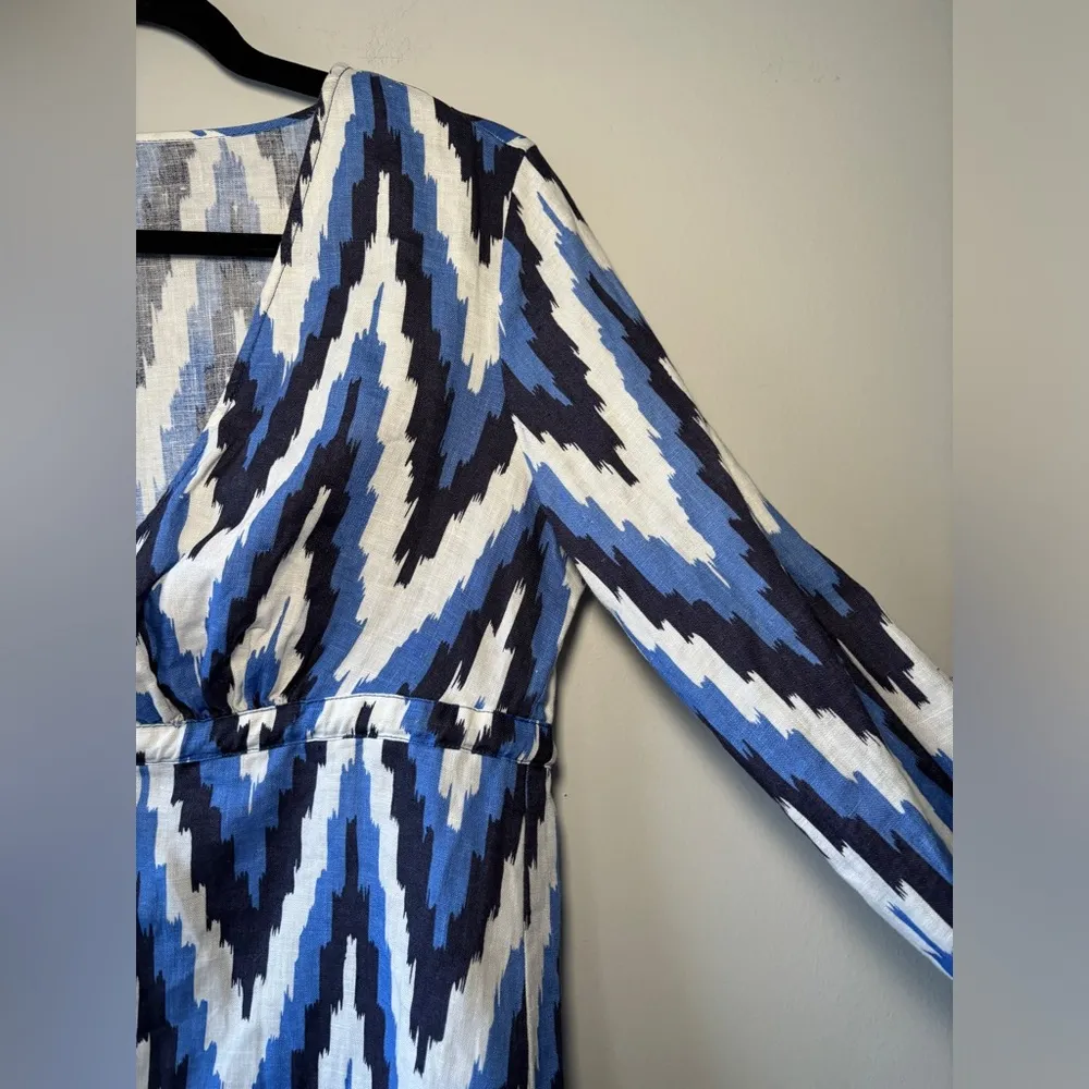 Talbots Women's Linen Caftan Swim Coverup Dress Tie Waist Geometric Size Small‎ - Image 5