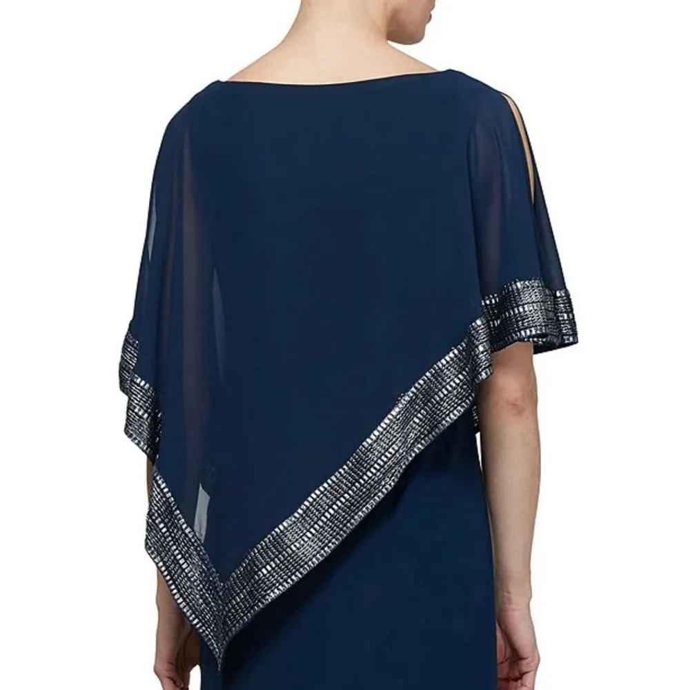 ignite evenings Round Neck 3/4 Sleeve Cold Shoulder Overlay Dress BNWTS SIZE 12 - Image 5