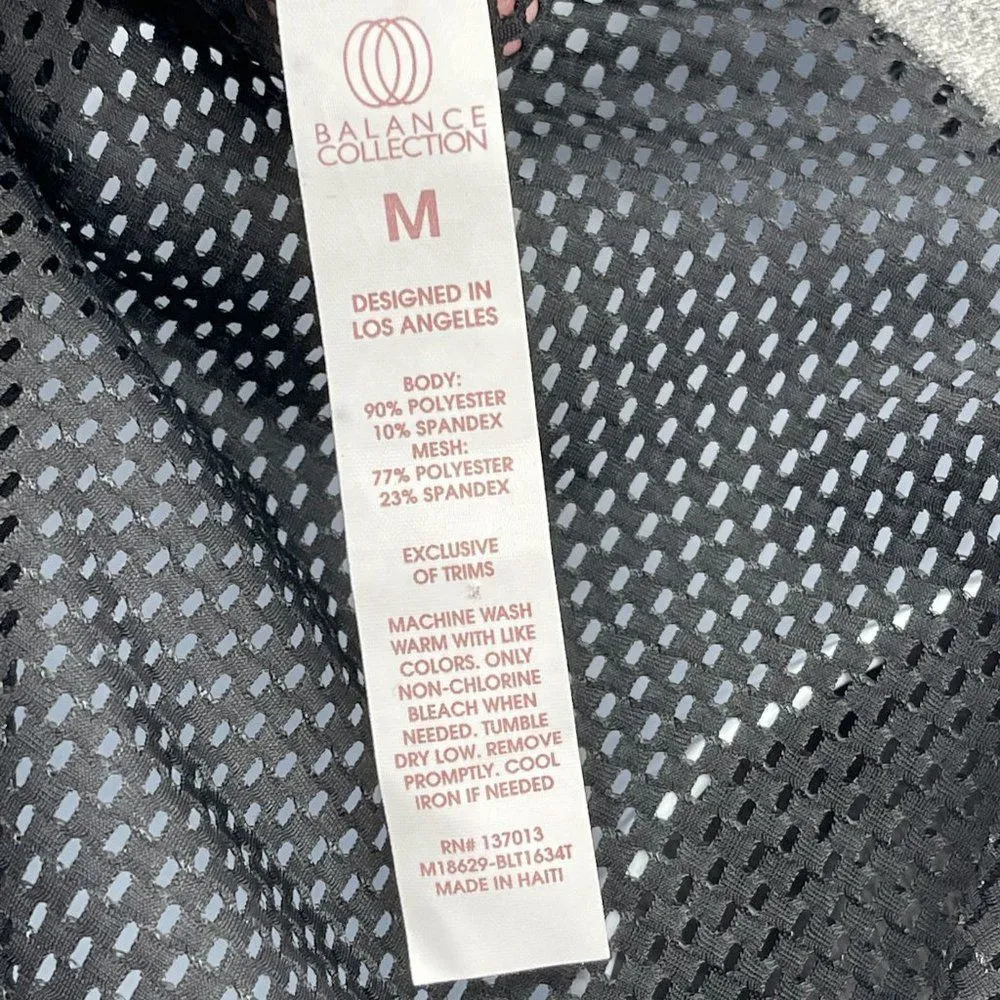 Balance Collection Athletic Top Long Sleeve Mesh Back Shirt Medium Gray Black - Image 6